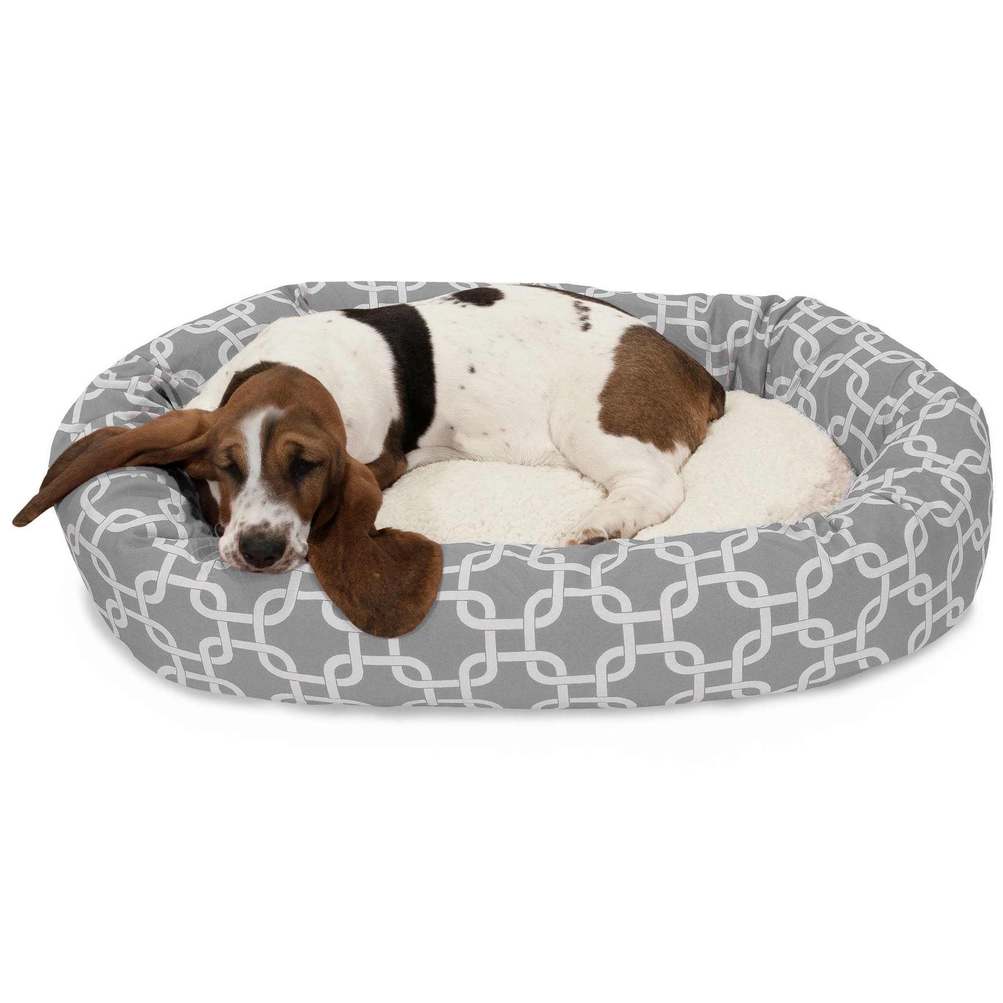 Majestic Pet Grey Links Sherpa Bagel Dog Bed, 32" L x 23" W Petco