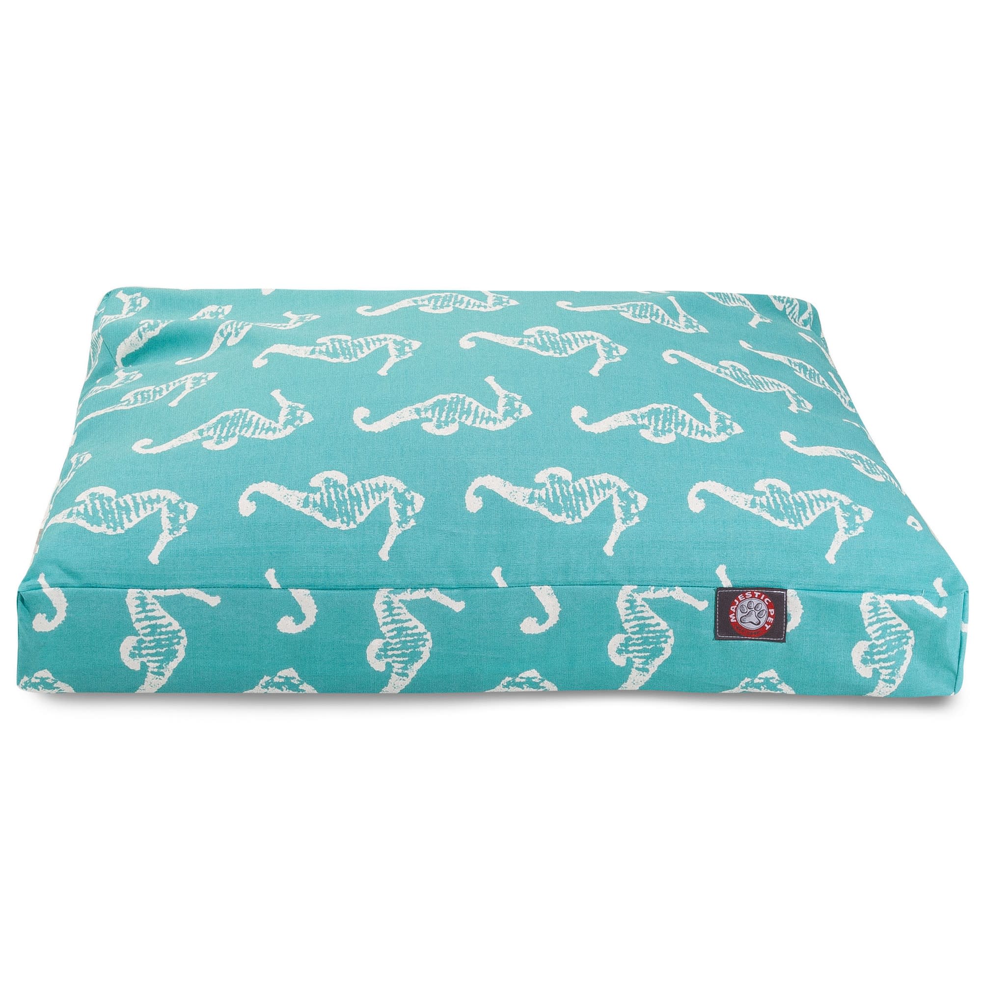 Majestic Pet Teal Sea Horse Shredded Memory Foam Rectangle Dog Bed, 36