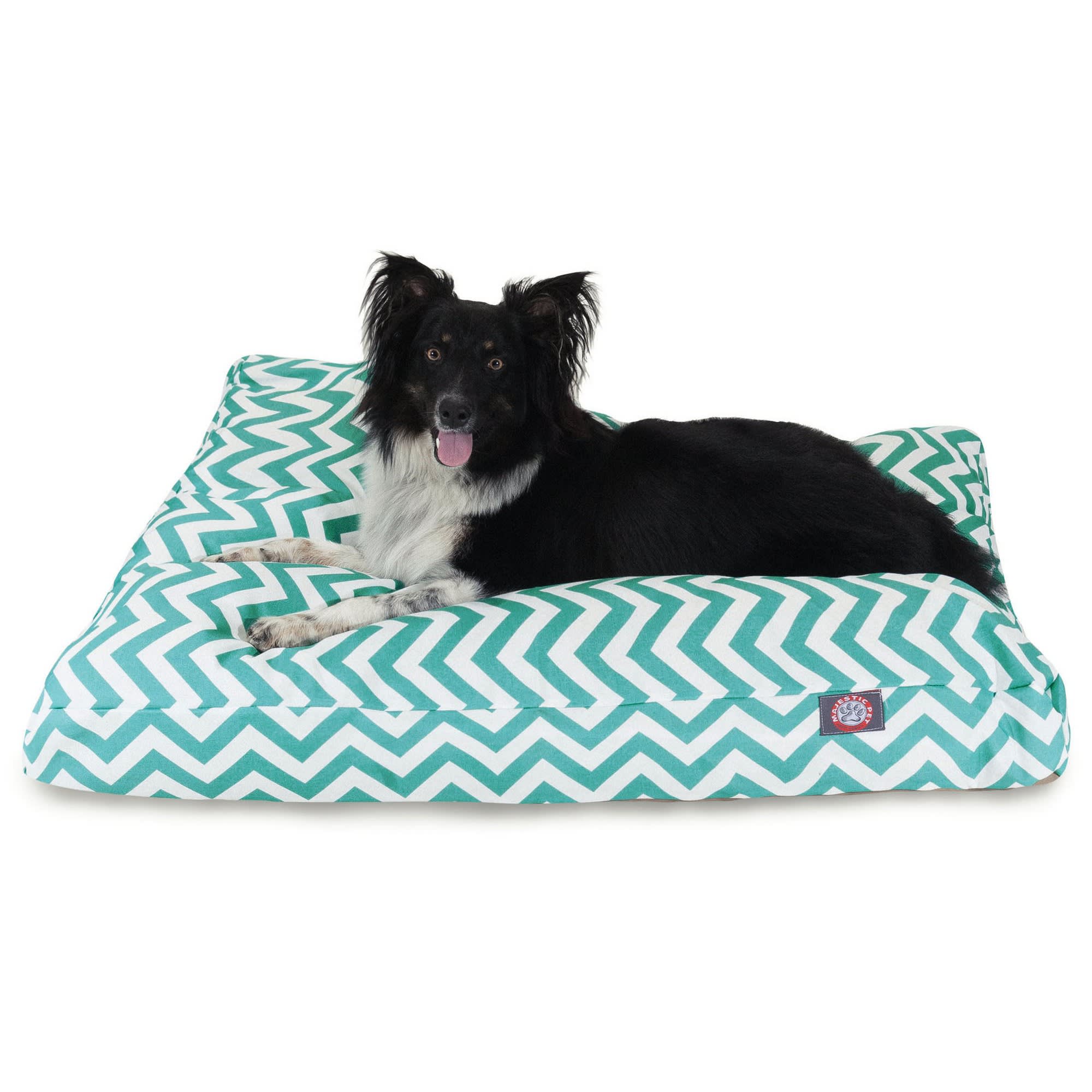 Majestic Pet Teal Chevron Shredded Memory Foam Rectangle Dog Bed, 27" L