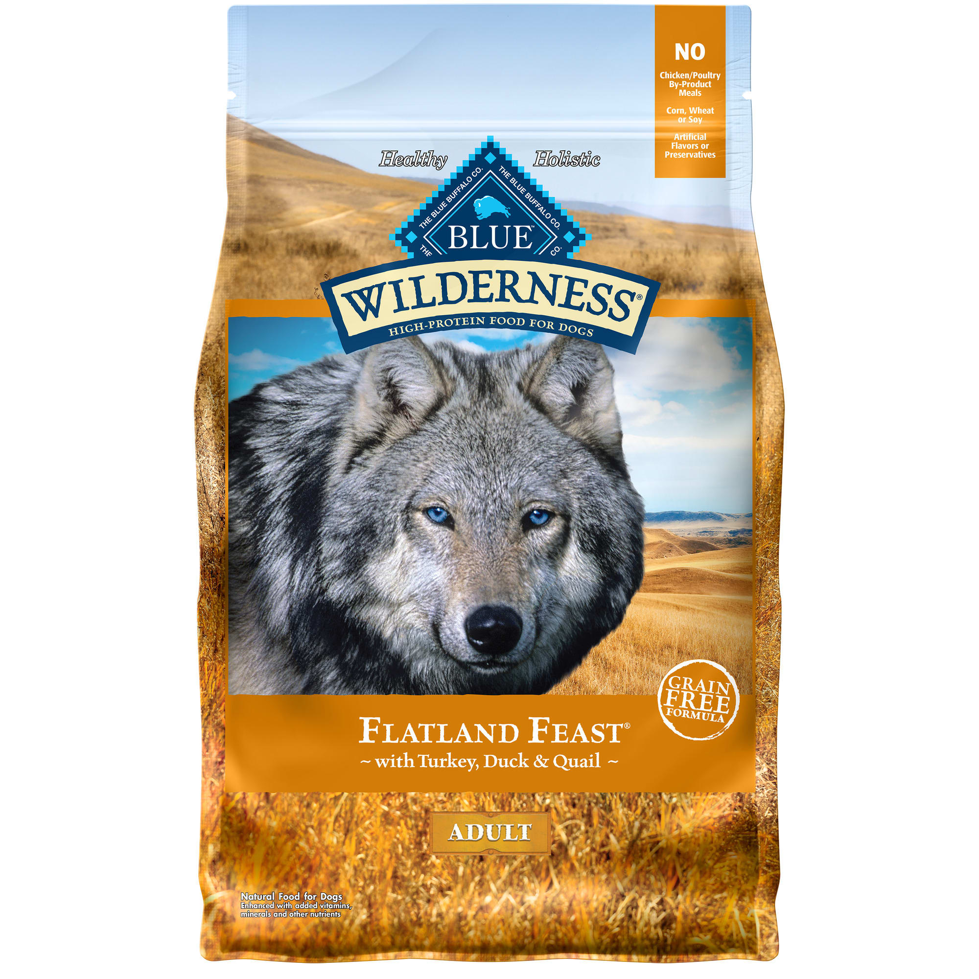 Blue Buffalo Blue Wilderness Flatland Feast Adult Turkey, Quail, & Duck Recipe Dry Dog Food, 4 lbs.