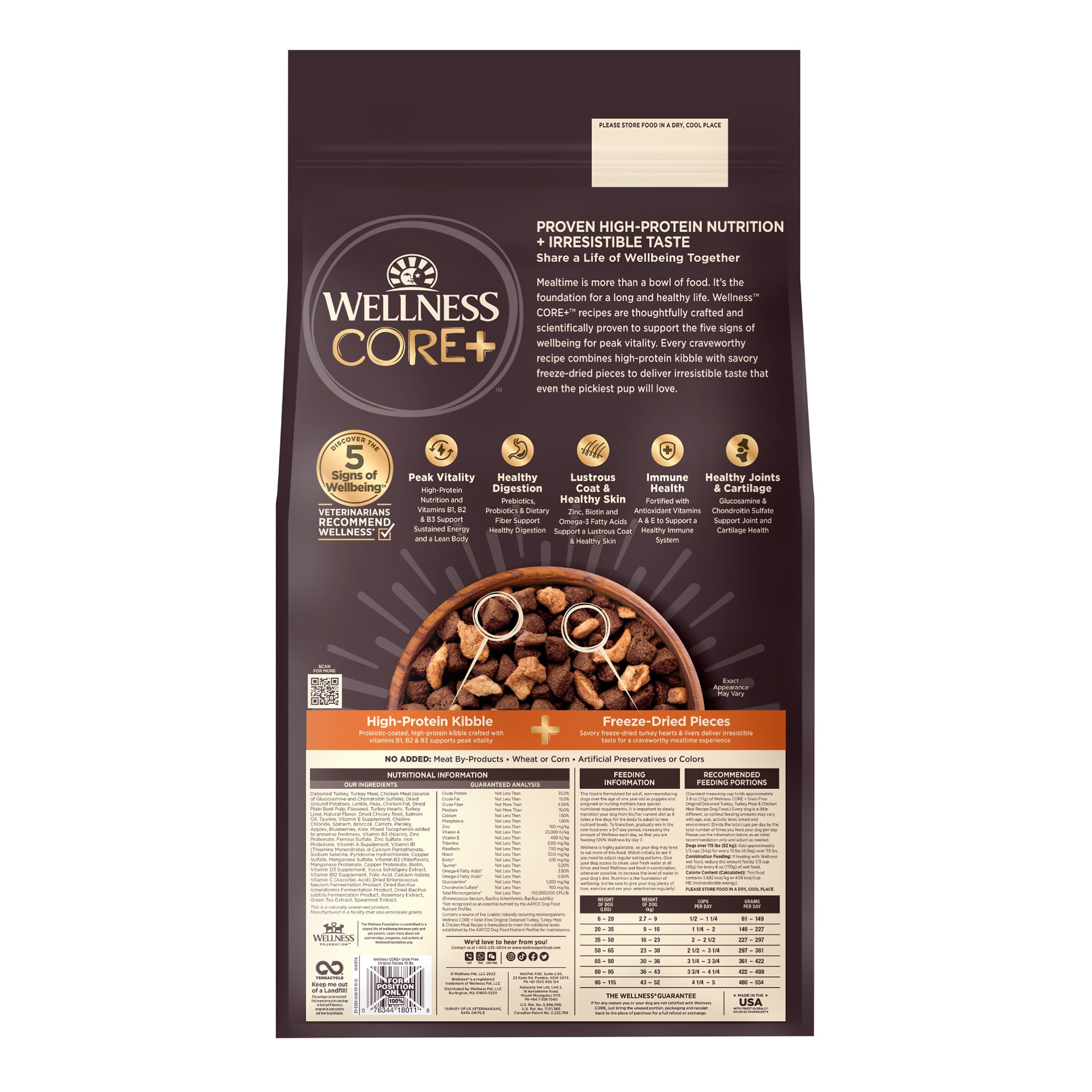 Wellness Core RawRev Natural Grain Free Original Turkey Chicken with Freeze Dried Turkey Dry Dog Food 10 lbs