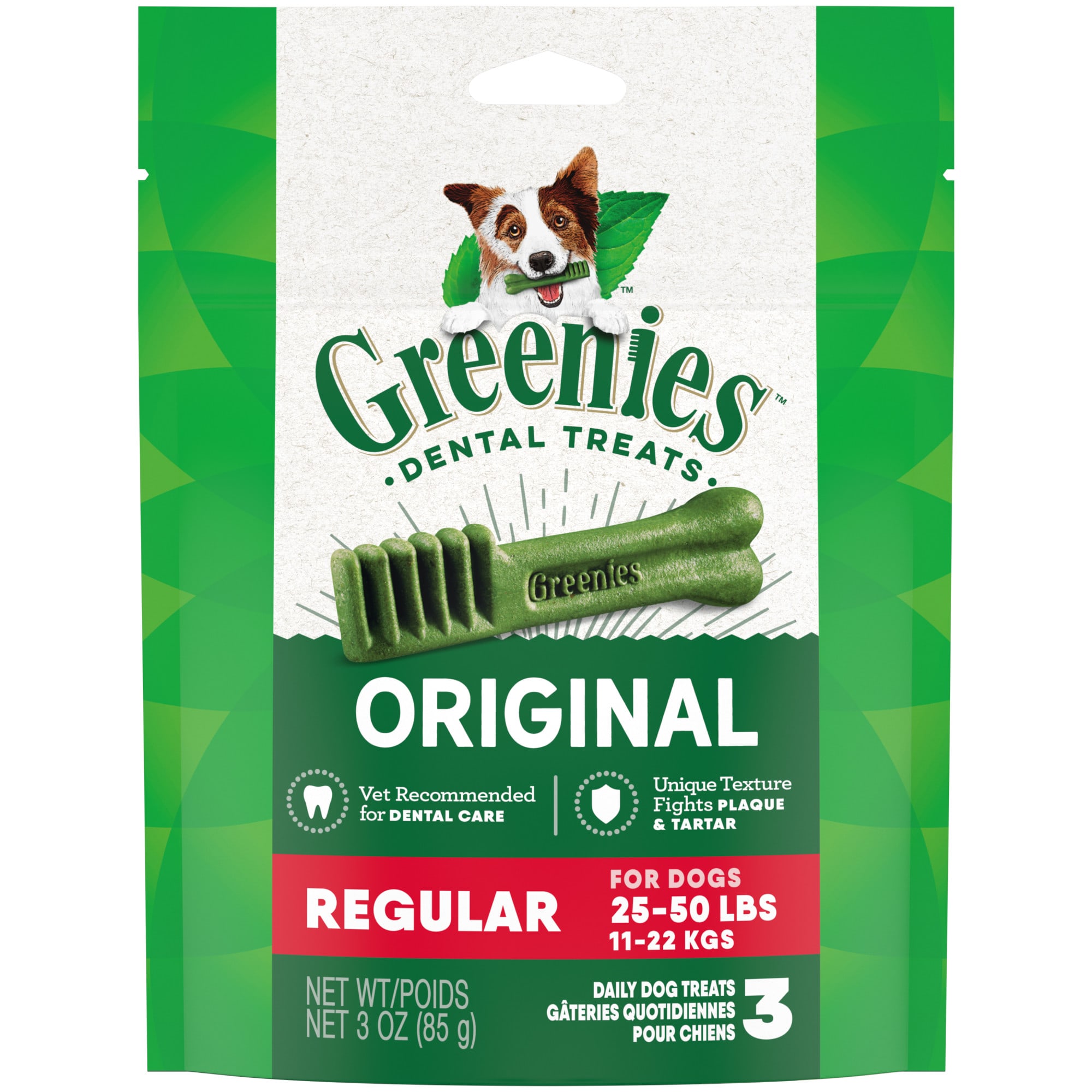 Greenies Original Regular Dental Dog Treats, 3 oz., Count of 3
