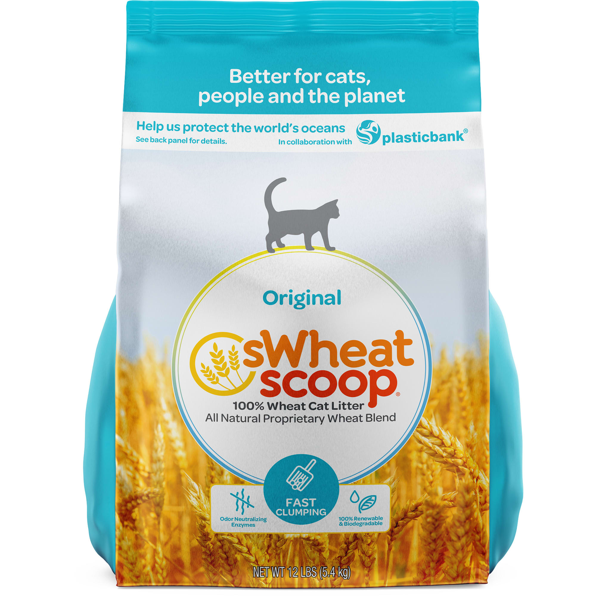 Swheat Scoop Unscented Natural Wheat Scoopable Cat Litter, 36 lbs