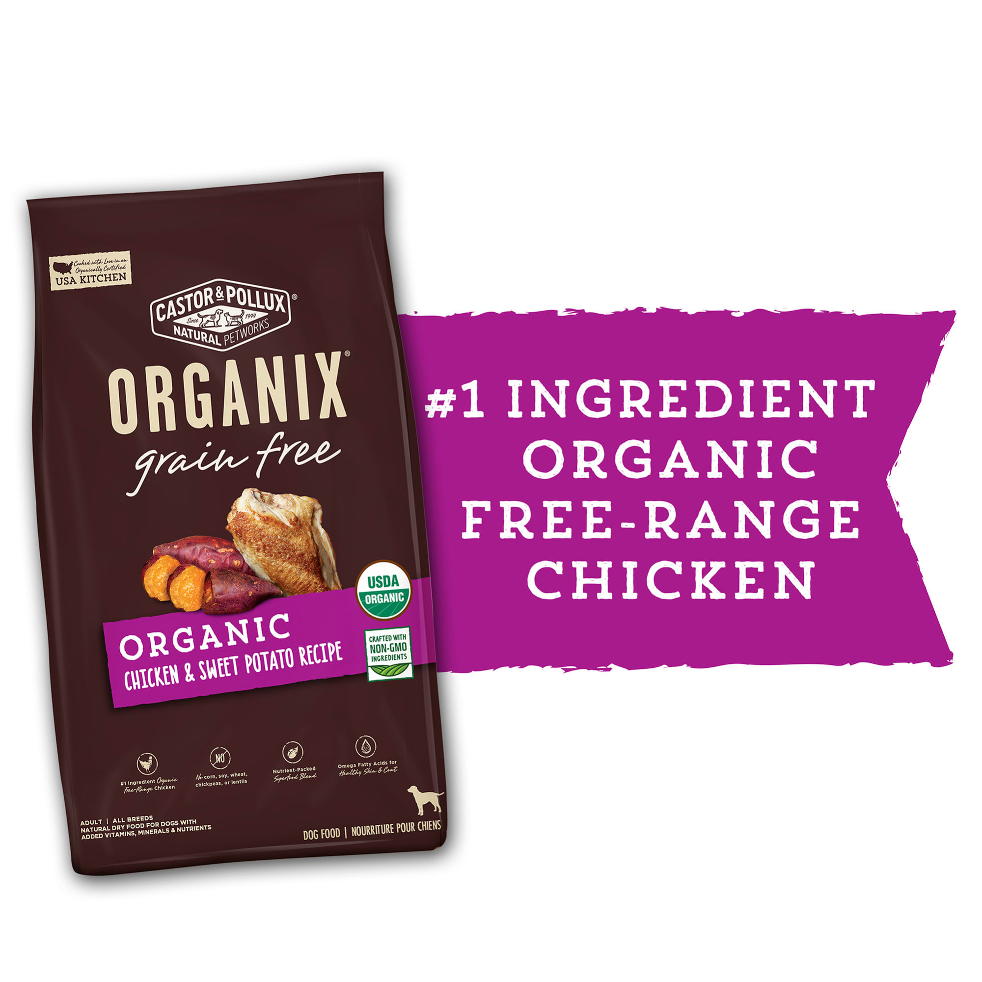 Castor Pollux Organix Grain Free Organic Chicken Sweet Potato Recipe Dry Dog Food 18 lbs. Petco