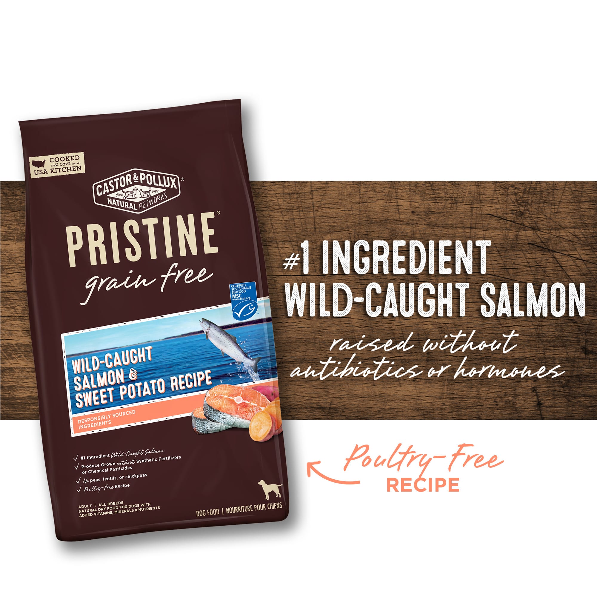 Castor Pollux Pristine Grain Free Wild Caught Salmon and Sweet