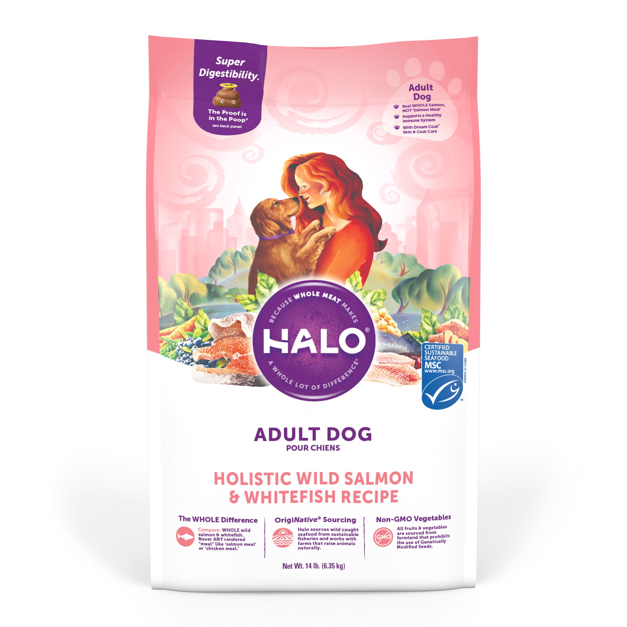 UPC 745158380238 product image for Halo Adult Holistic Wild Salmon & Whitefish Dry Dog Food, 14 lbs. | upcitemdb.com