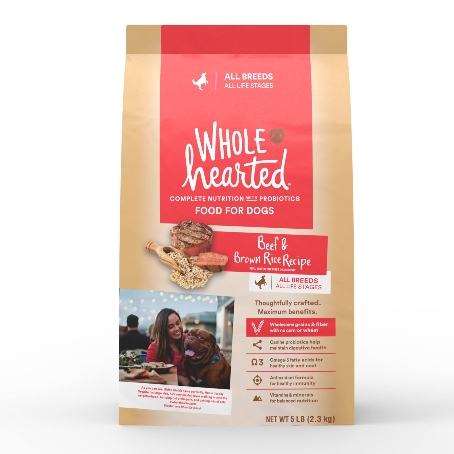 WholeHearted All Life Stages Beef and Brown Rice Recipe Dry Dog Food, 5 ...