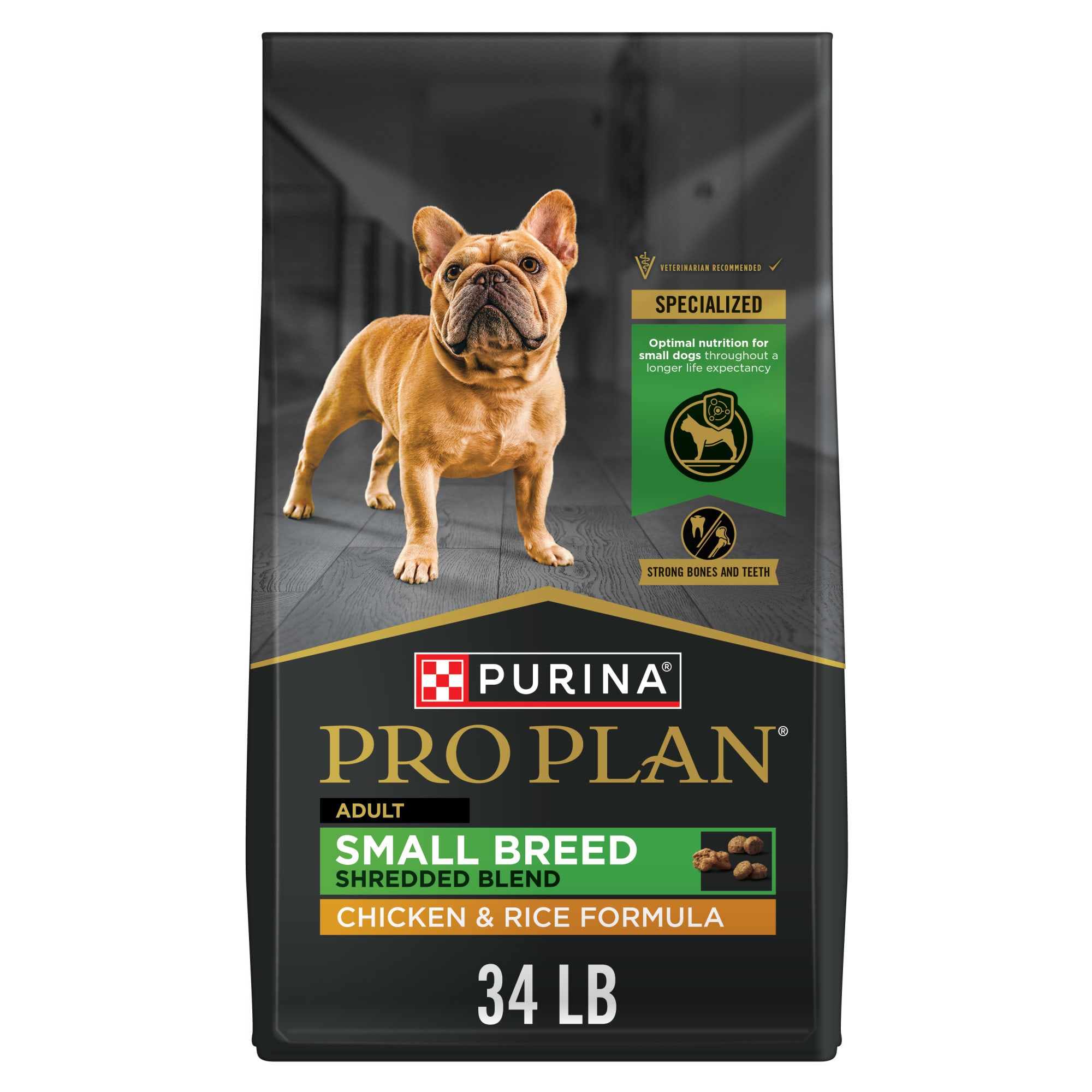 Purina Pro Plan with Probiotics Shredded Blend Chicken Rice Formula Small Breed Dry Dog Food 34 lbs