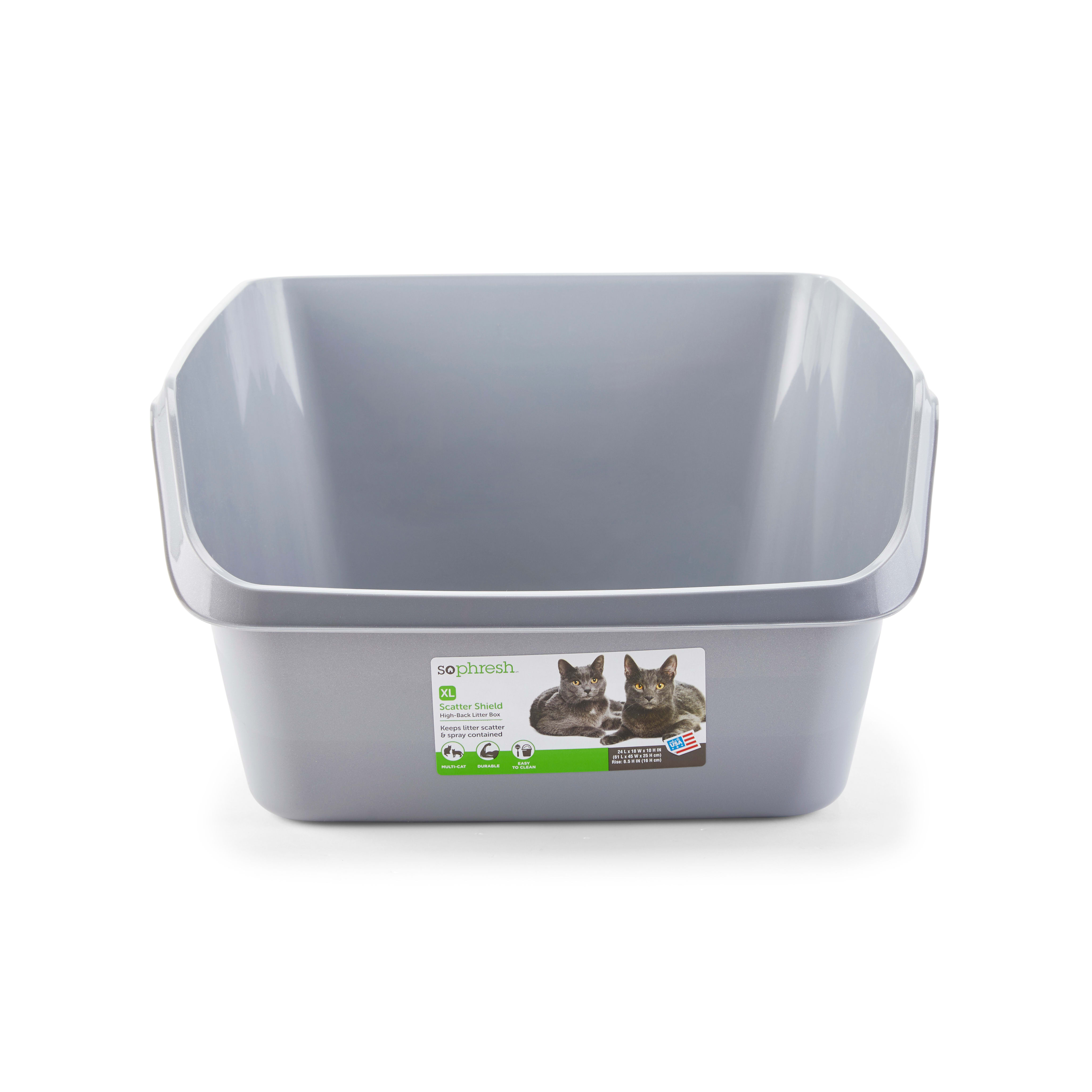 So Phresh Scatter Shield High Back Litter Box in Gray 24 L X 18 W X 10 H Petco