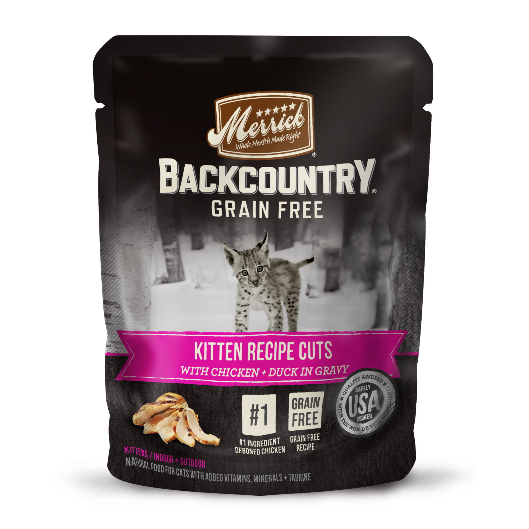 Merrick Backcountry Grain Free Kitten Recipe Cuts Wet Cat Food, 3 oz