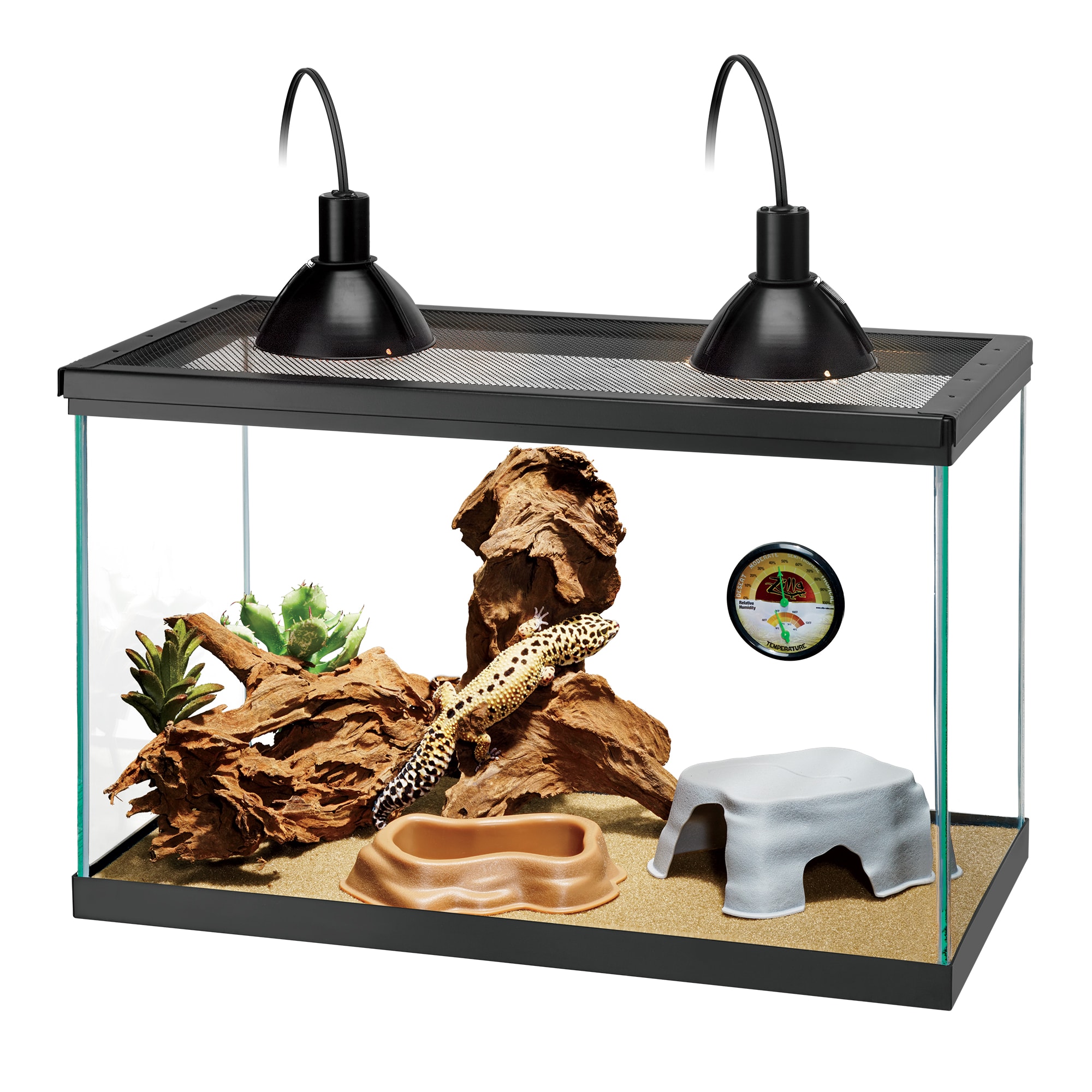 Exo Terra Reptile Gecko Combo 2-In-1 Terrarium Cage Water & Feeding Dish Bowl 