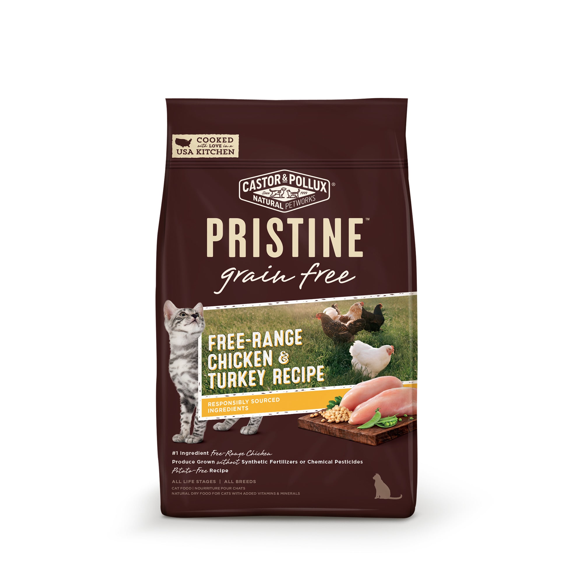 Castor Pollux Pristine Grain Free Free Range Chicken Turkey Recipe Dry Cat Food 10 Lbs Petco