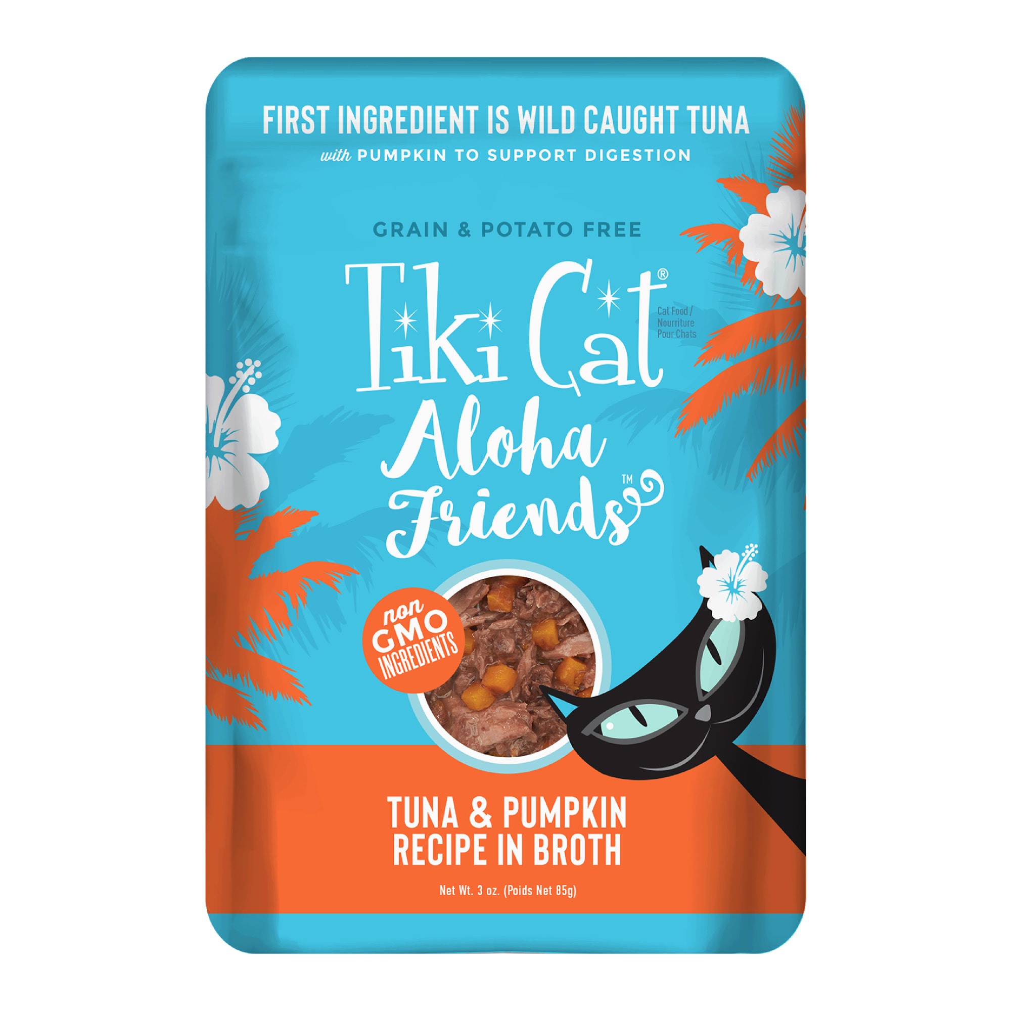 Tiki Cat Aloha Friends Tuna Pumpkin Wet Cat Food Pouch 3 oz. Case of 12