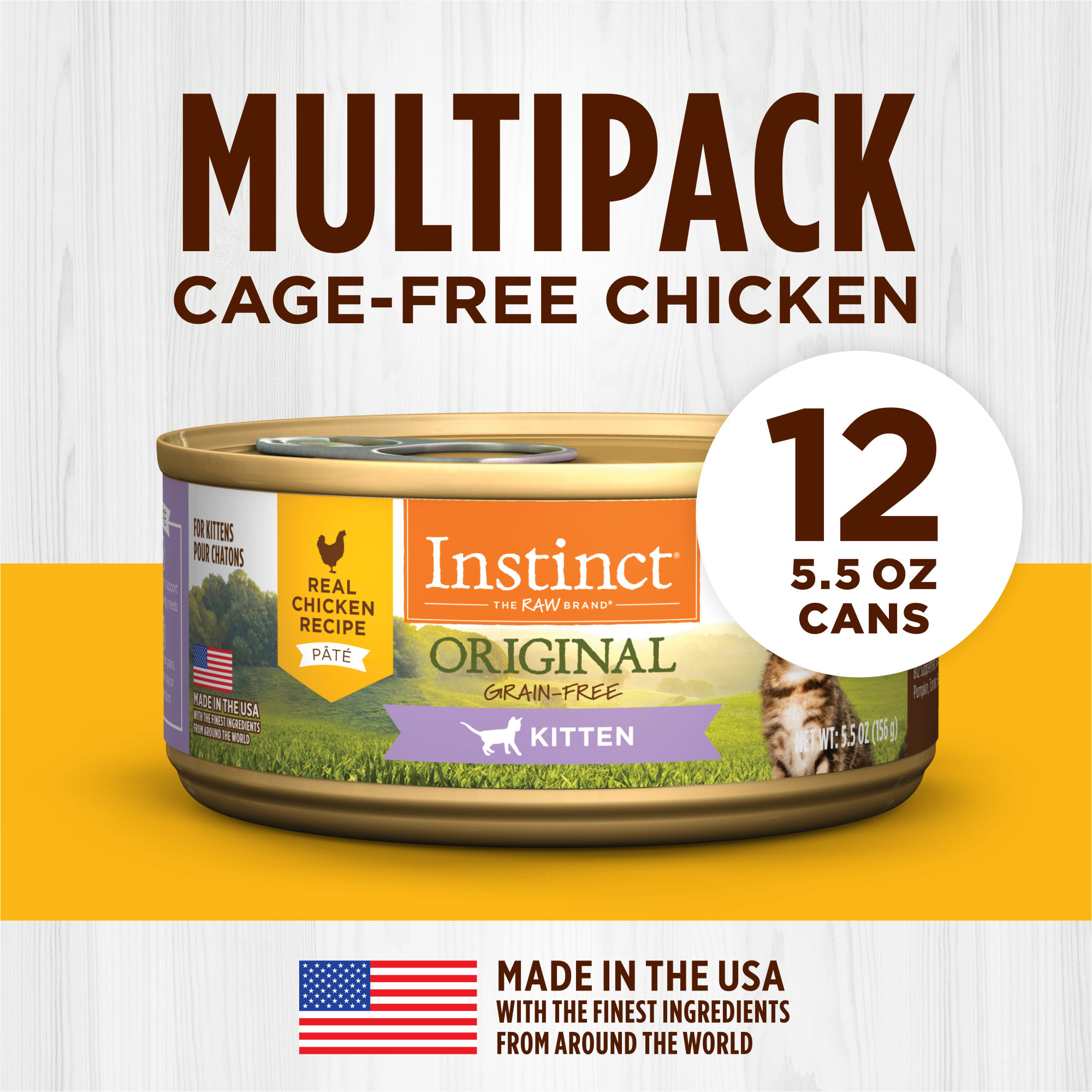 nature's instinct l-carnitine for cats Instinct Original Kitten Grain Free Real Chicken Recipe Natural Wet Canned  Cat Food, 5.5 oz., Case of 12