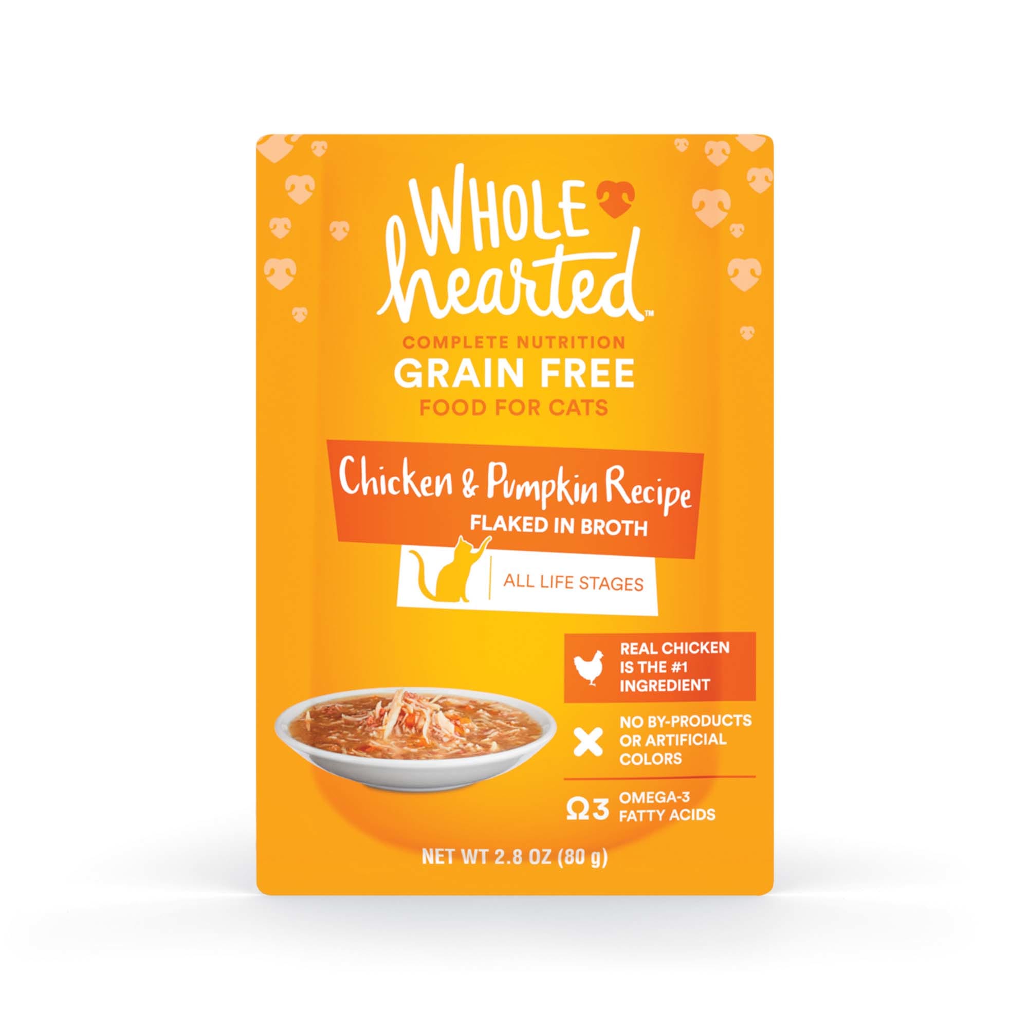 WholeHearted Grain Free Chicken Pumpkin Recipe Flaked in Broth Wet Cat Food 2.8 oz. Case of 12 Petco