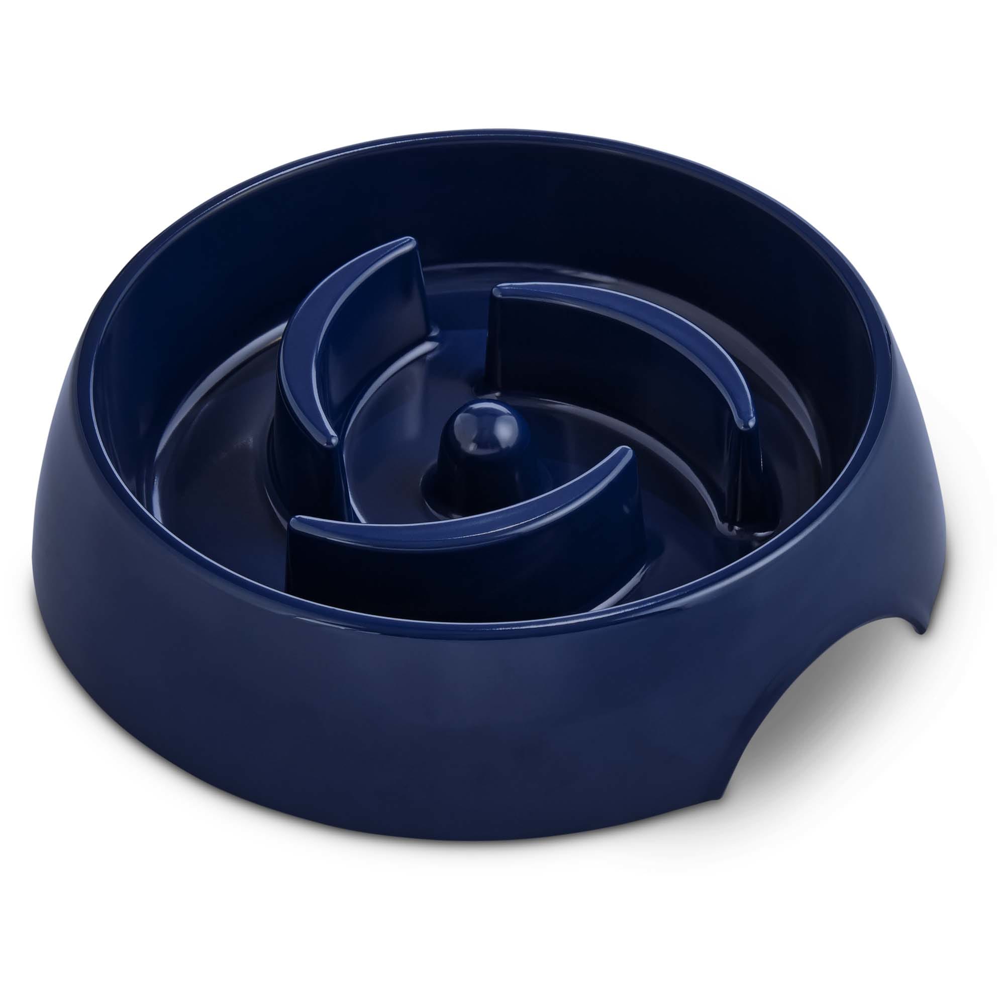 Harmony Navy Plastic Slow Feeder Dog Bowl Large Petco