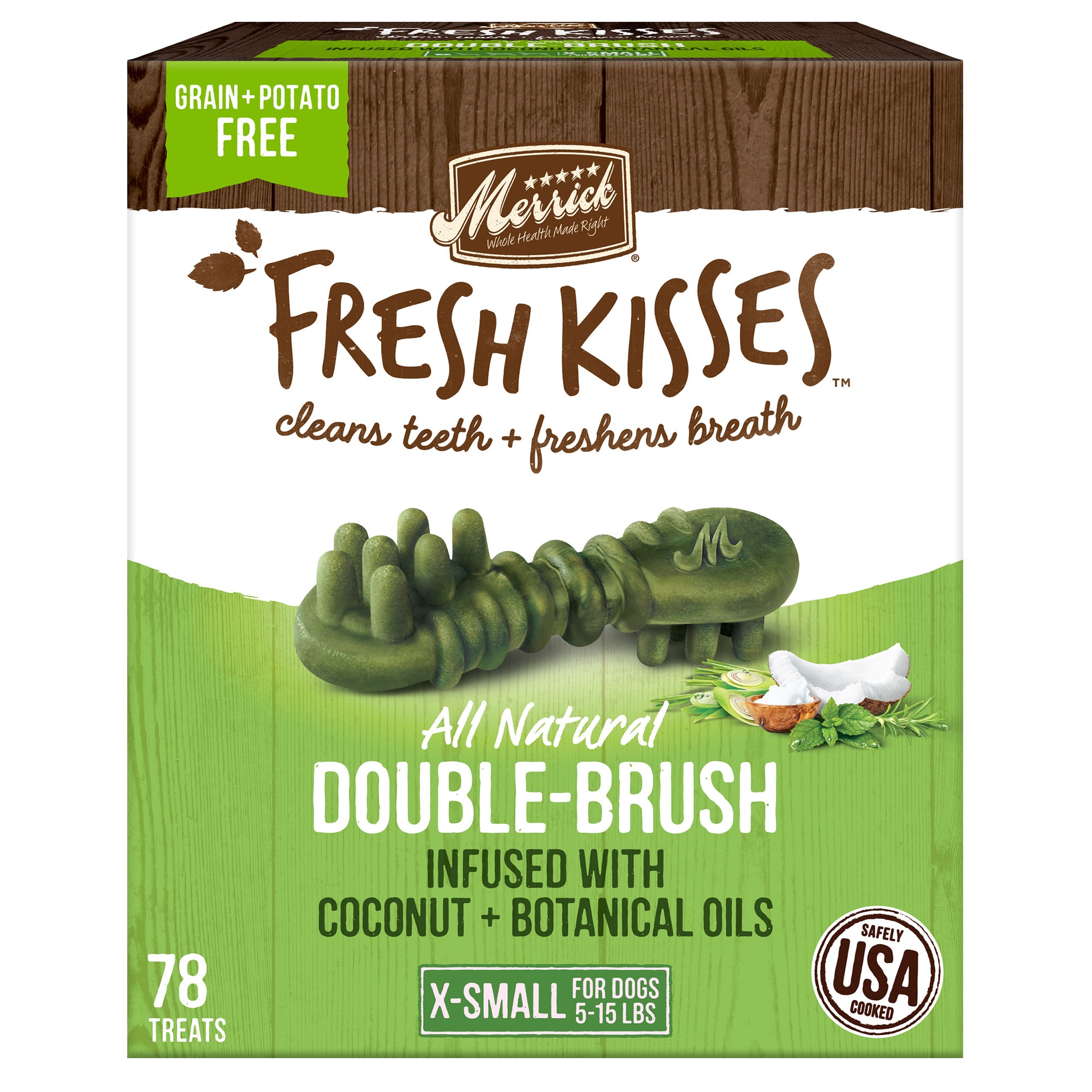 Merrick Fresh Kisses Coconut Plus Botanical Oils Recipe Dental Dog Treats for Toy Breeds Upto 5-15 lbs., 24 oz., Count of 78