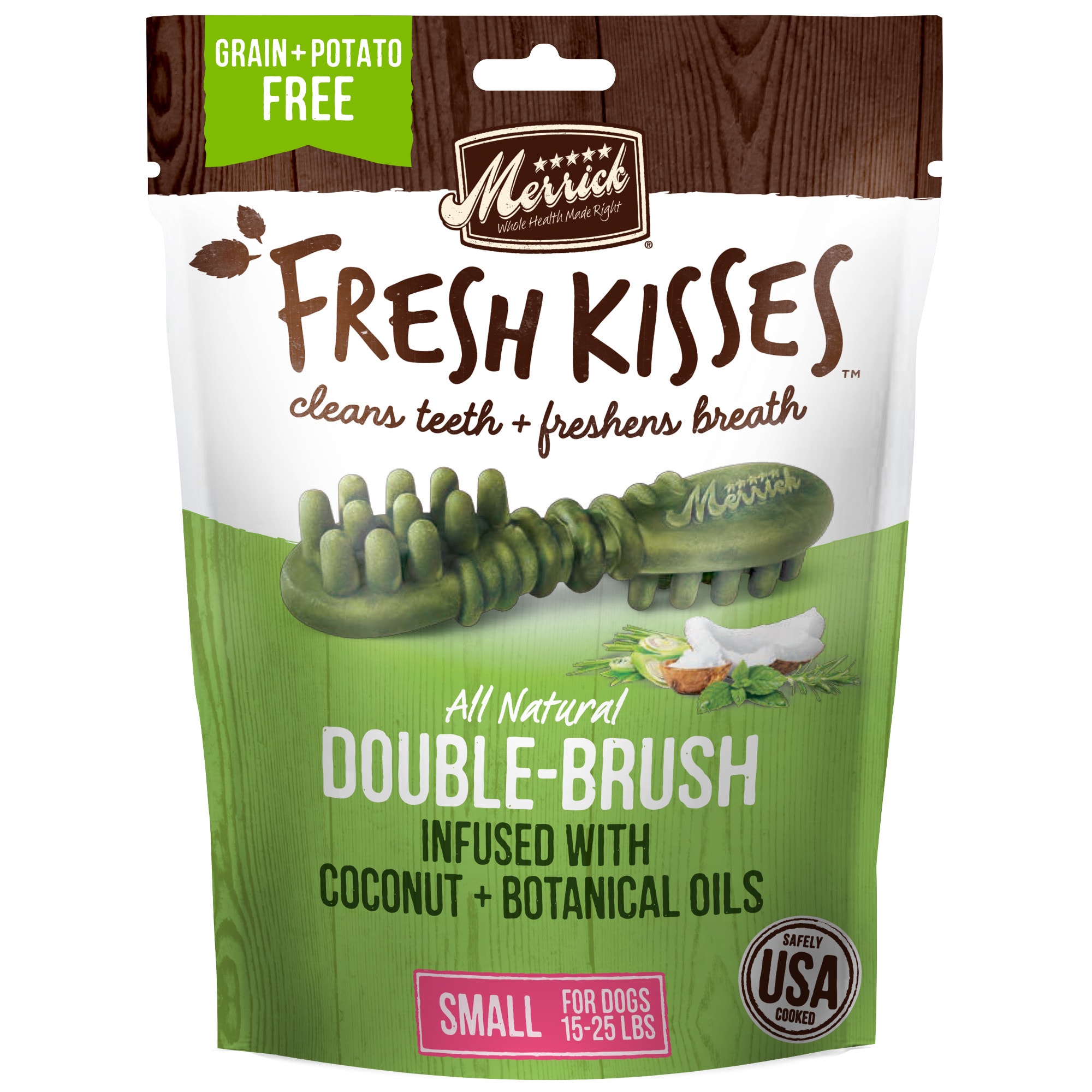 Merrick Fresh Kisses Coconut Plus Botanical Oils Recipe Dental Dog Treats for Small Breeds 15-25 lbs., 9.5 oz., Count of 15