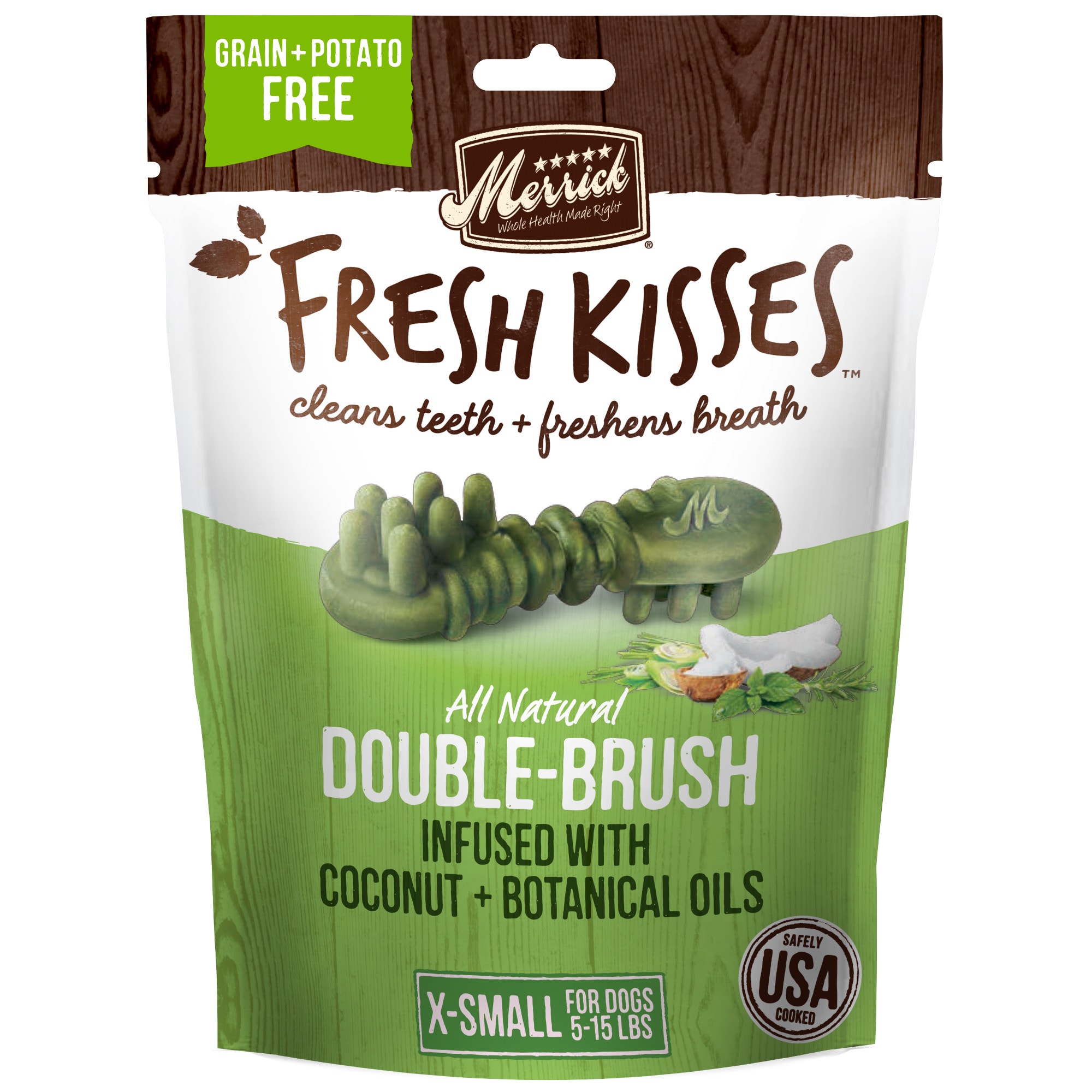 Merrick Fresh Kisses Coconut Plus Botanical Oils Recipe Dental Dog Treats for Toy Breeds Upto 5-15 lbs., 10 oz., Count of 33