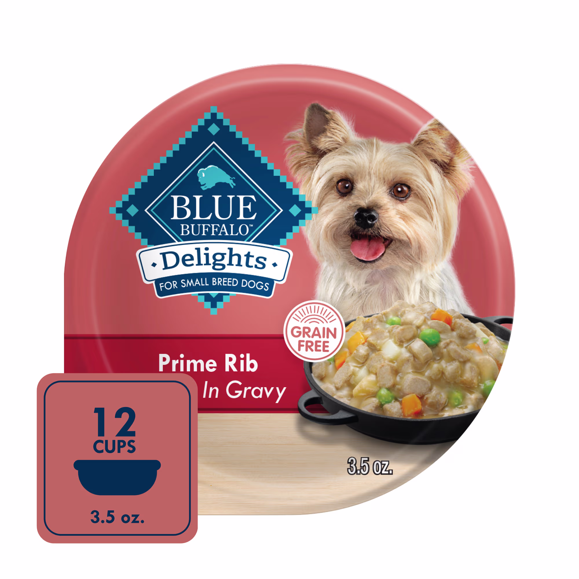 Blue Buffalo Delights Prime Rib Flavor in Gravy Small Breed Natural Wet Dog  Food, 3.5 oz., Case of 12 | Petco