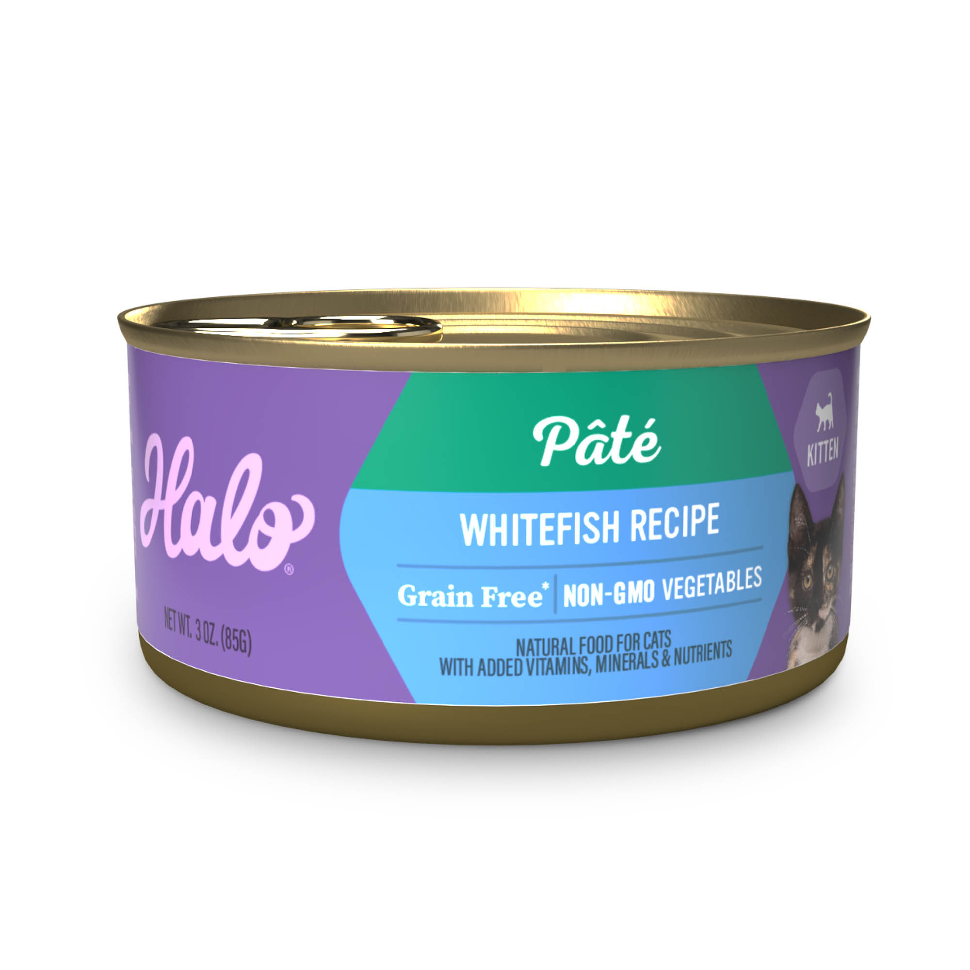 Halo Grain Free Whitefish Kitten Food Pate 3 oz 12 Pack