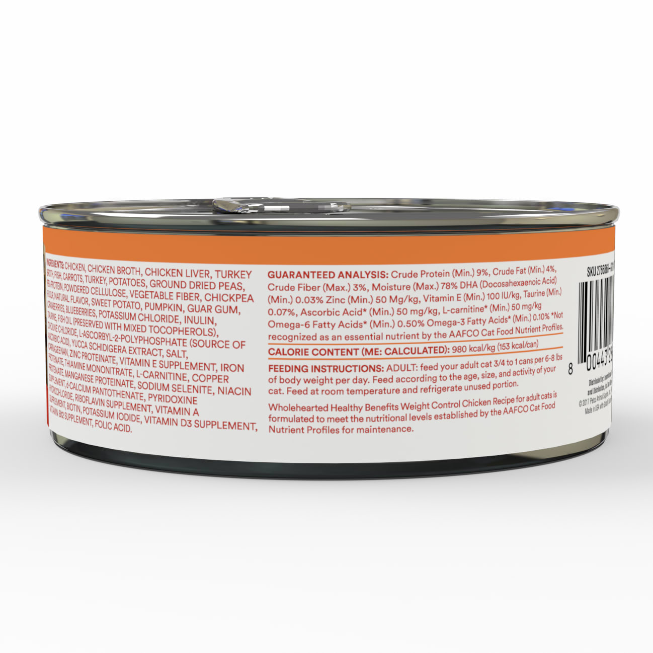 Wholehearted weight clearance control cat food