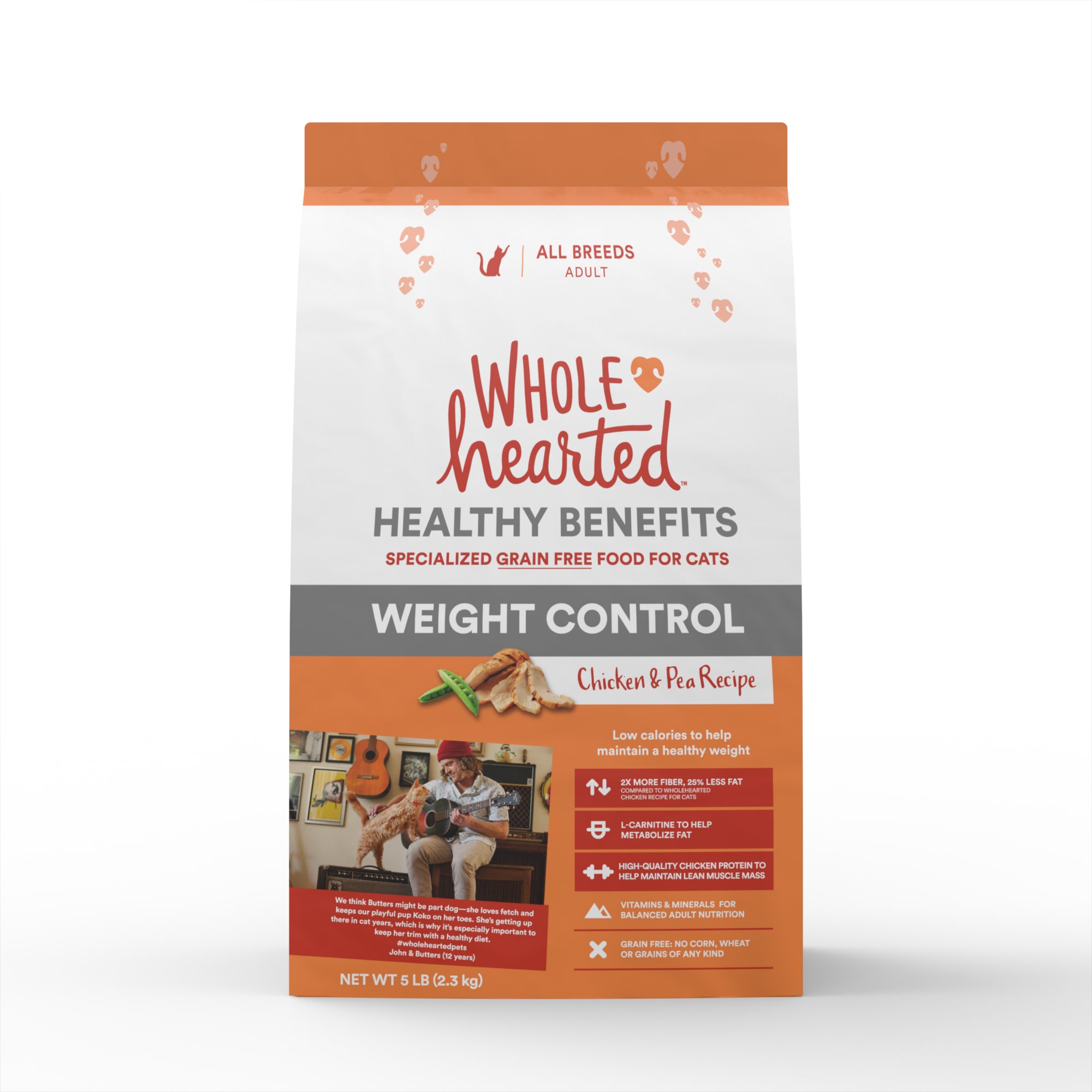 WholeHearted Grain Free Weight Control Chicken and Pea Recipe Dry Cat Food 5 lbs