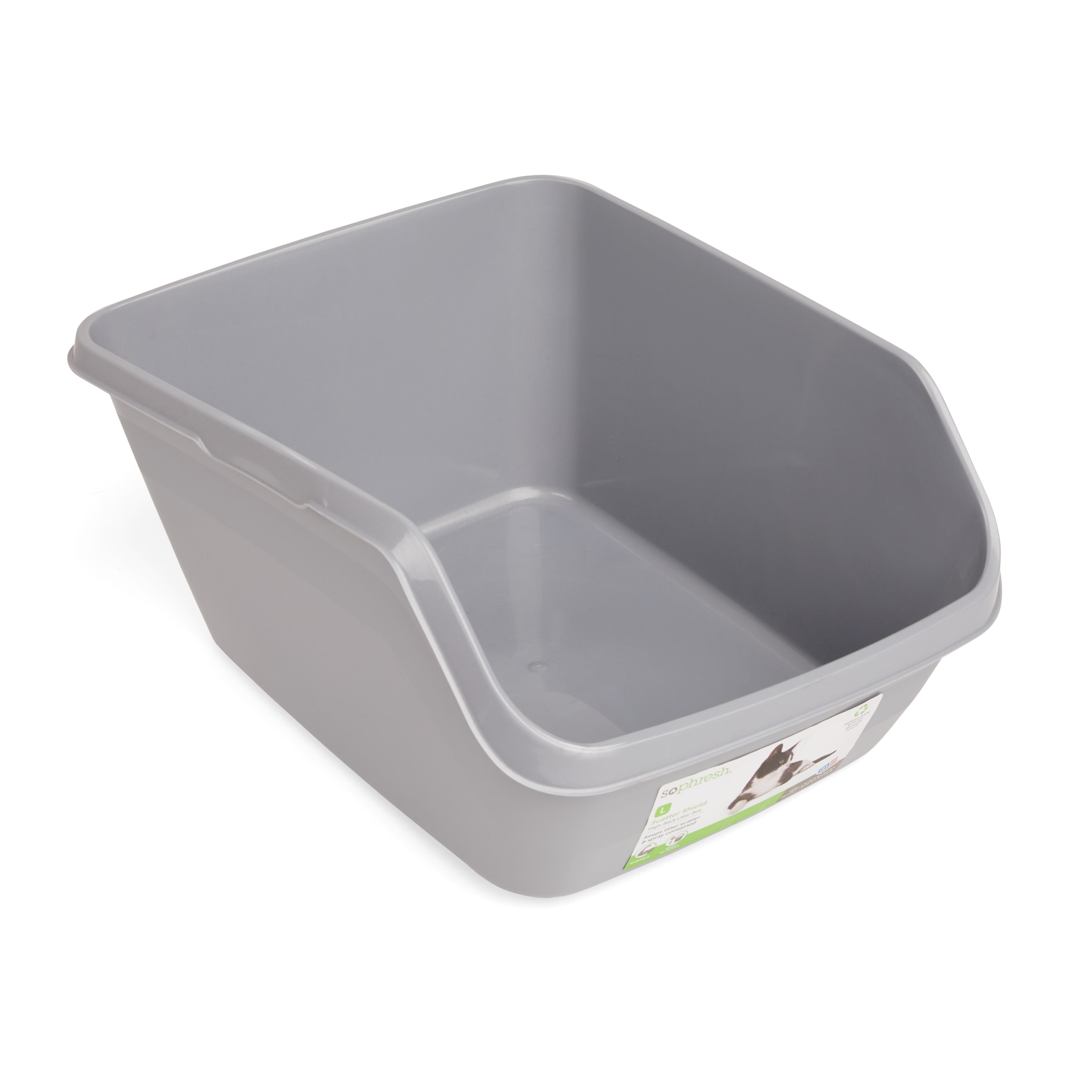 So Phresh Scatter Shield High Back Litter Box in Gray 18.5 L X 15 W X 8.5 H