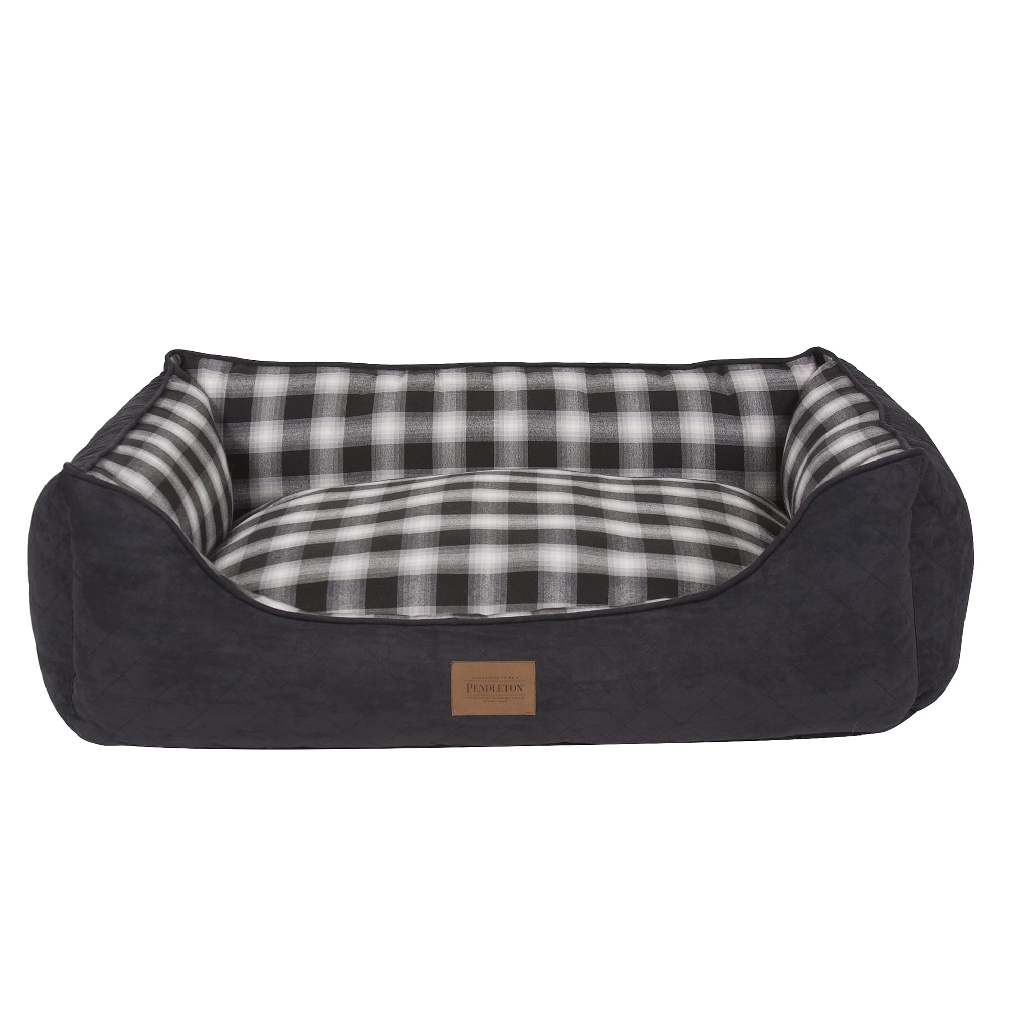 Pendleton Plaid Kuddler Dog Bed Charcoal Ombre & MemoryFiber