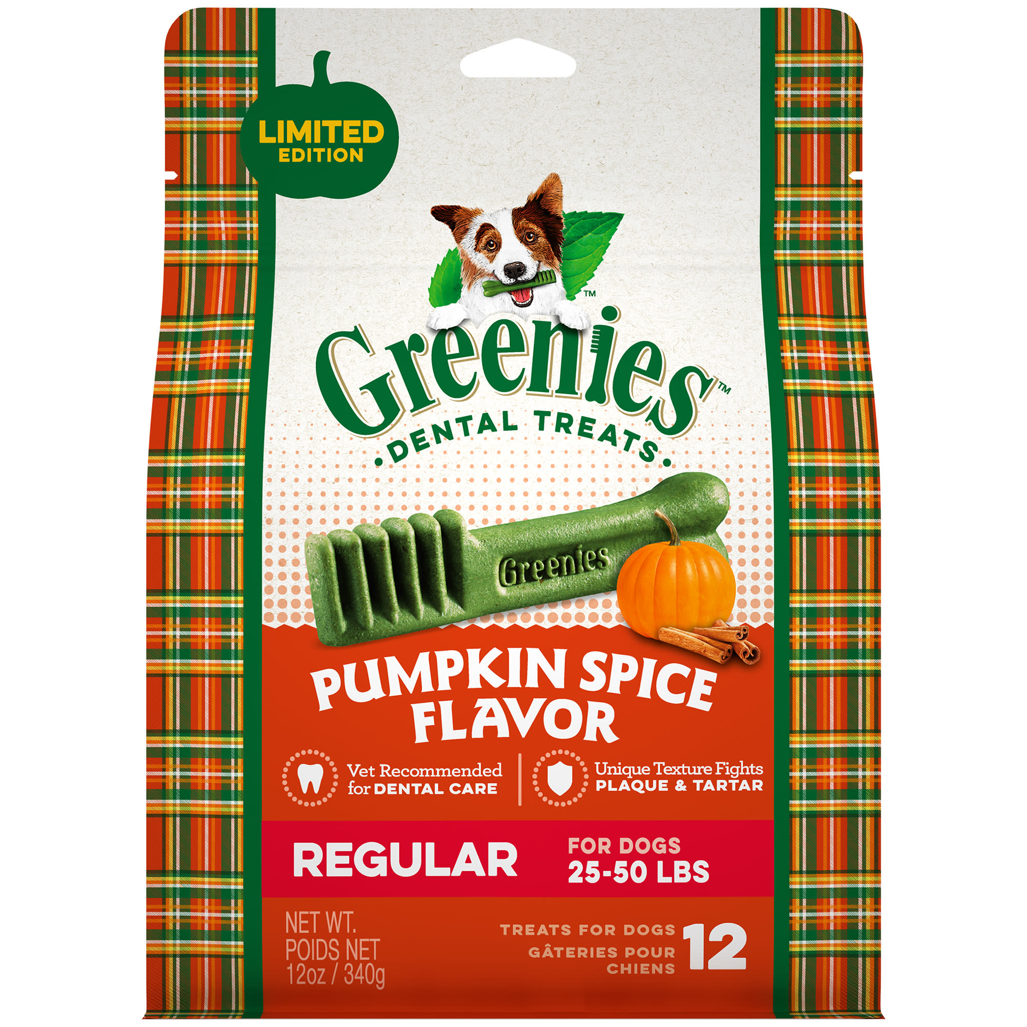 Greenies Pumpkin Spice Flavor Regular Size Dog Dental Chews, 12 oz.