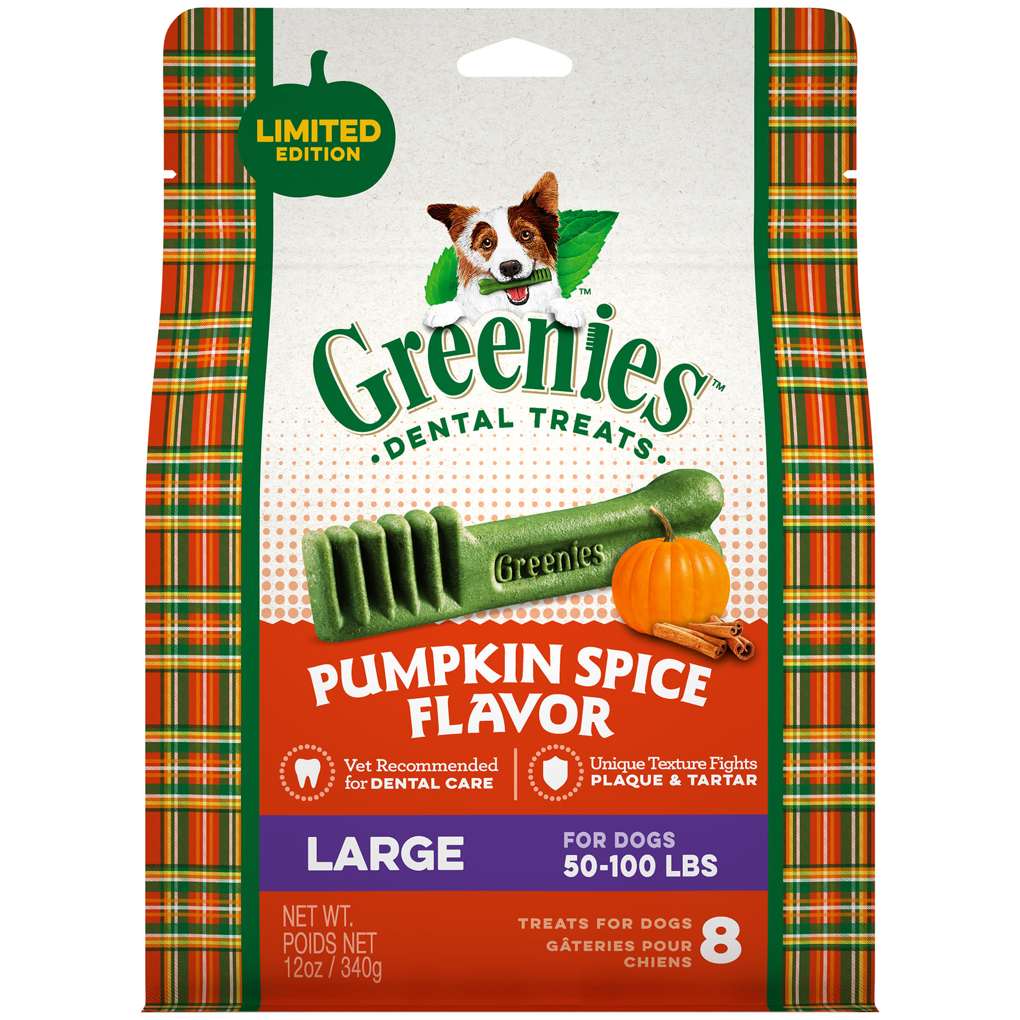 Greenies Pumpkin Spice Flavor Large Dog Dental Chews, 12 oz.