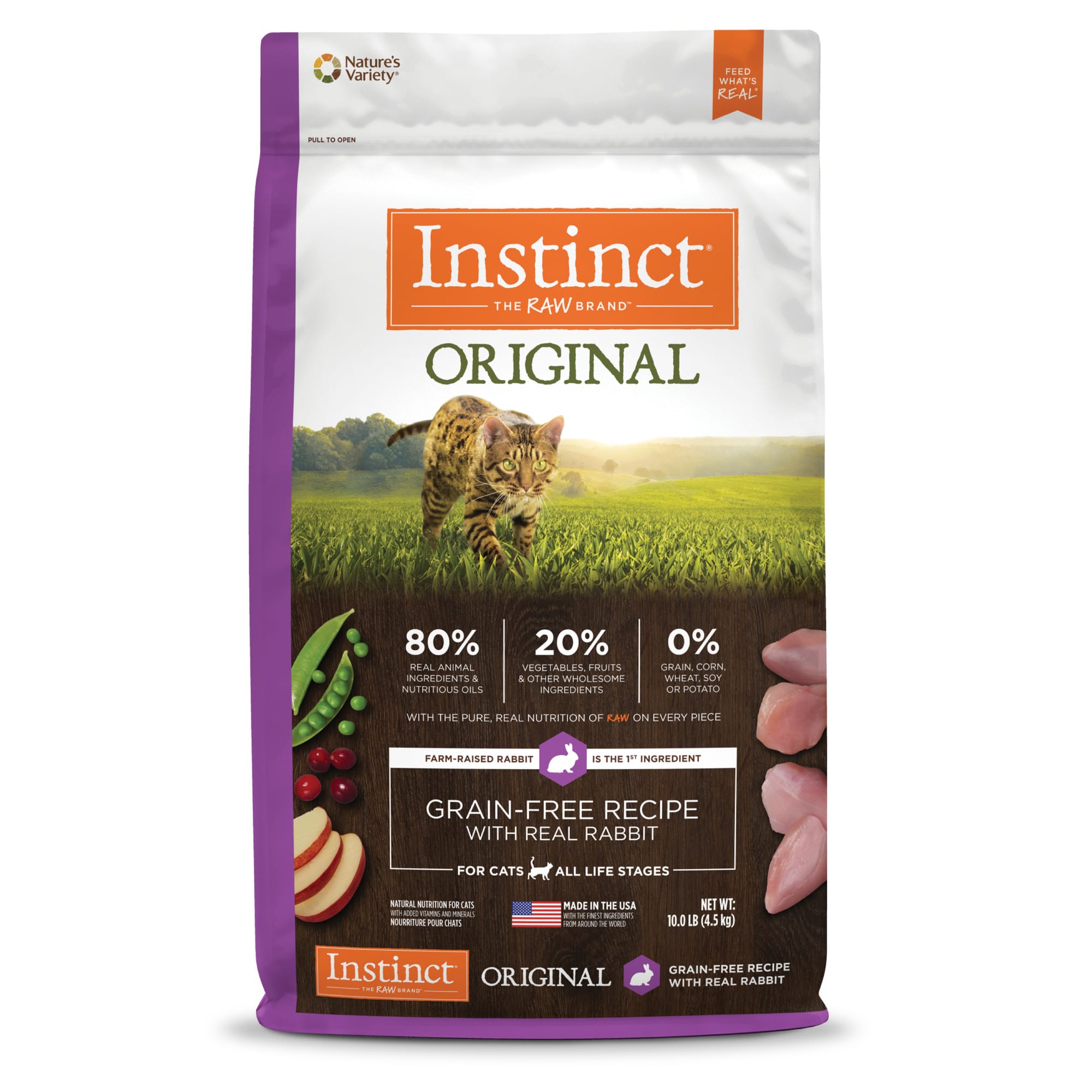Instinct Original Grain Free Recipe With Real Rabbit Freeze Dried Raw Coated Dry Cat Food 10 Lbs Petco