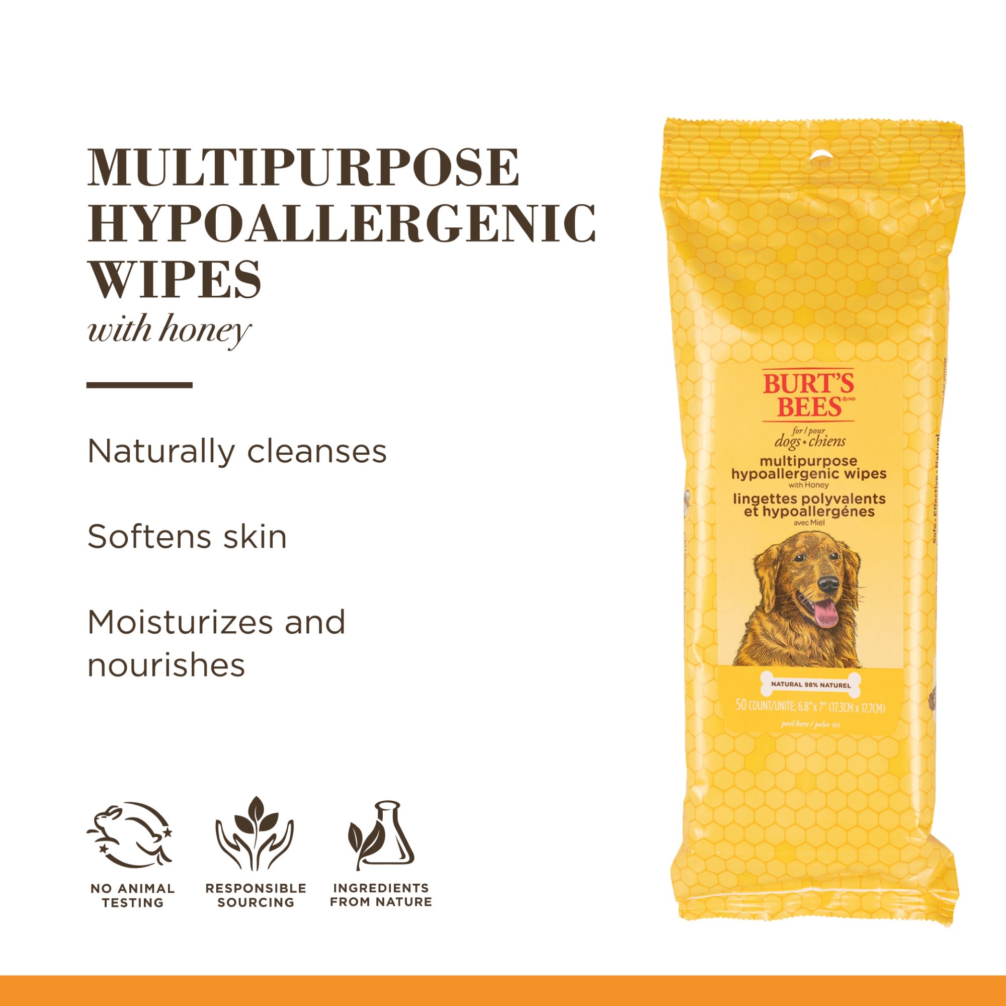 WET ONES Hypoallergenic Multi-Purpose Dog Wipes, 50 count 