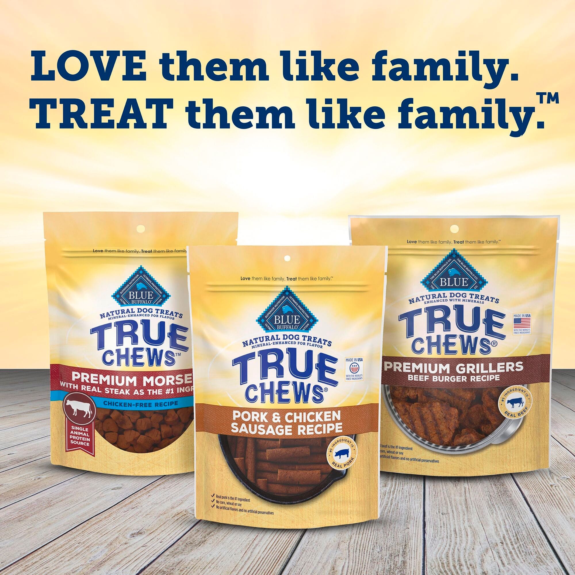 Blue Buffalo True Chews Natural Pork Chicken Sausage Dog Treats