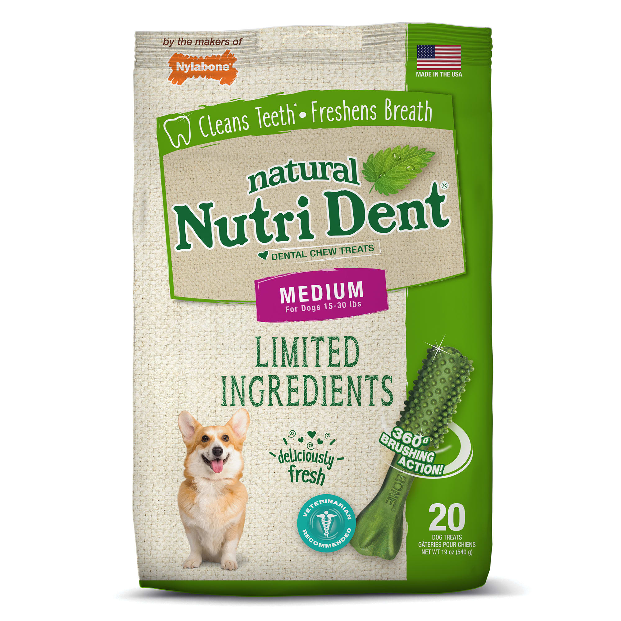Nylabone Nutri Dent Limited Ingredients Medium Fresh Breath Dental