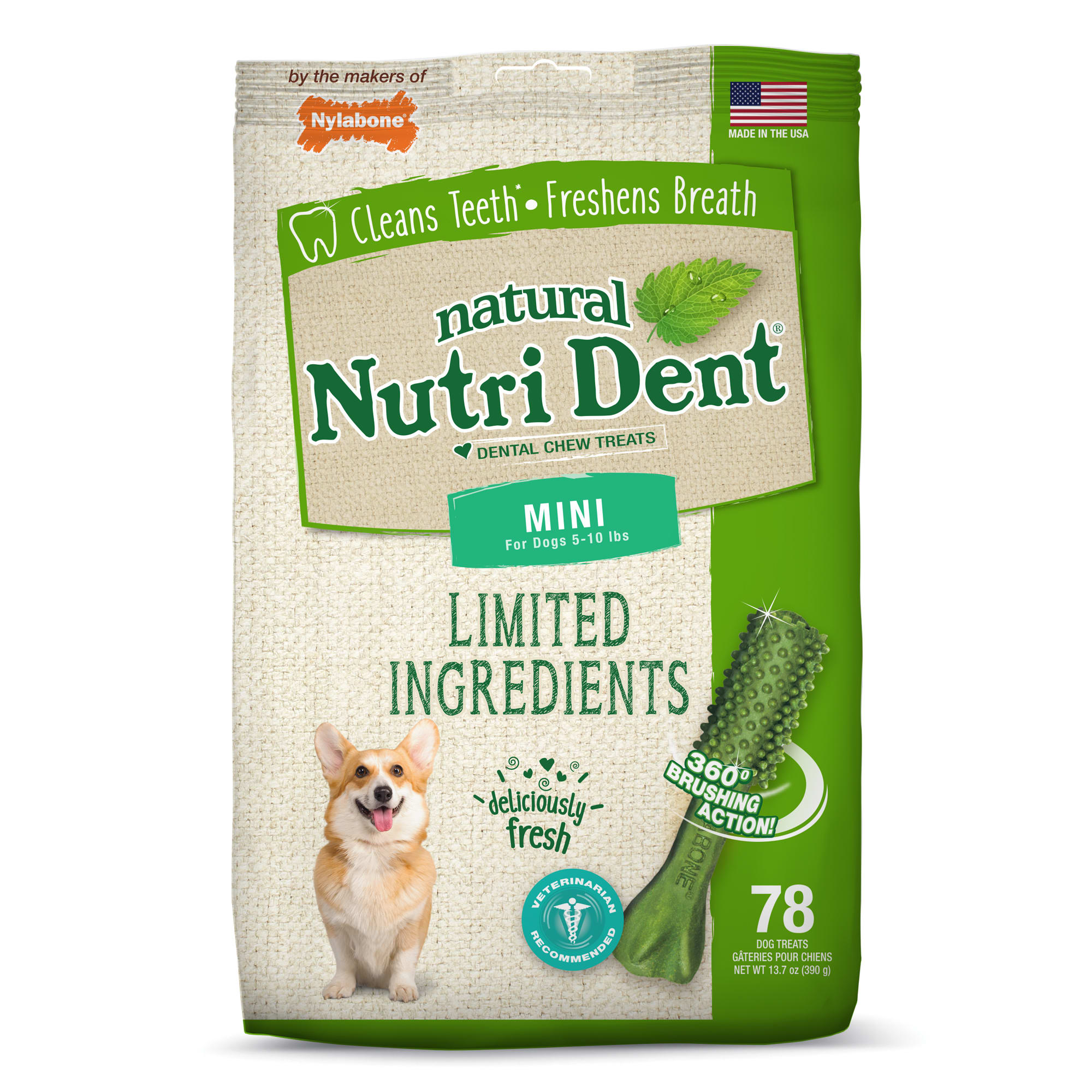 Nylabone Nutri Dent Limited Ingredients Mini Fresh Breath Dental Chews 13 7 Oz Pack Of 78 Petco