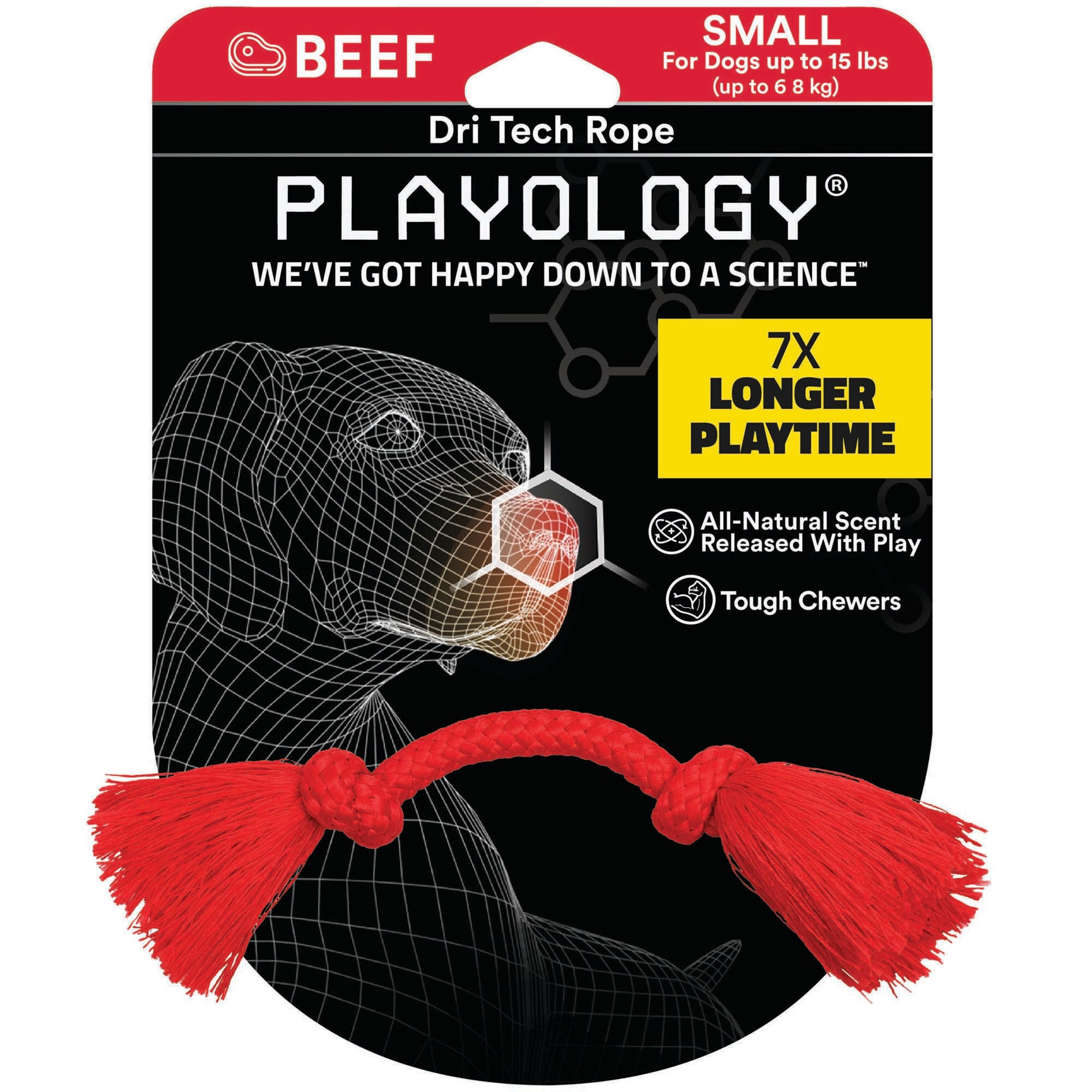 Playology Dri Tech Rope Dog Toy Beef