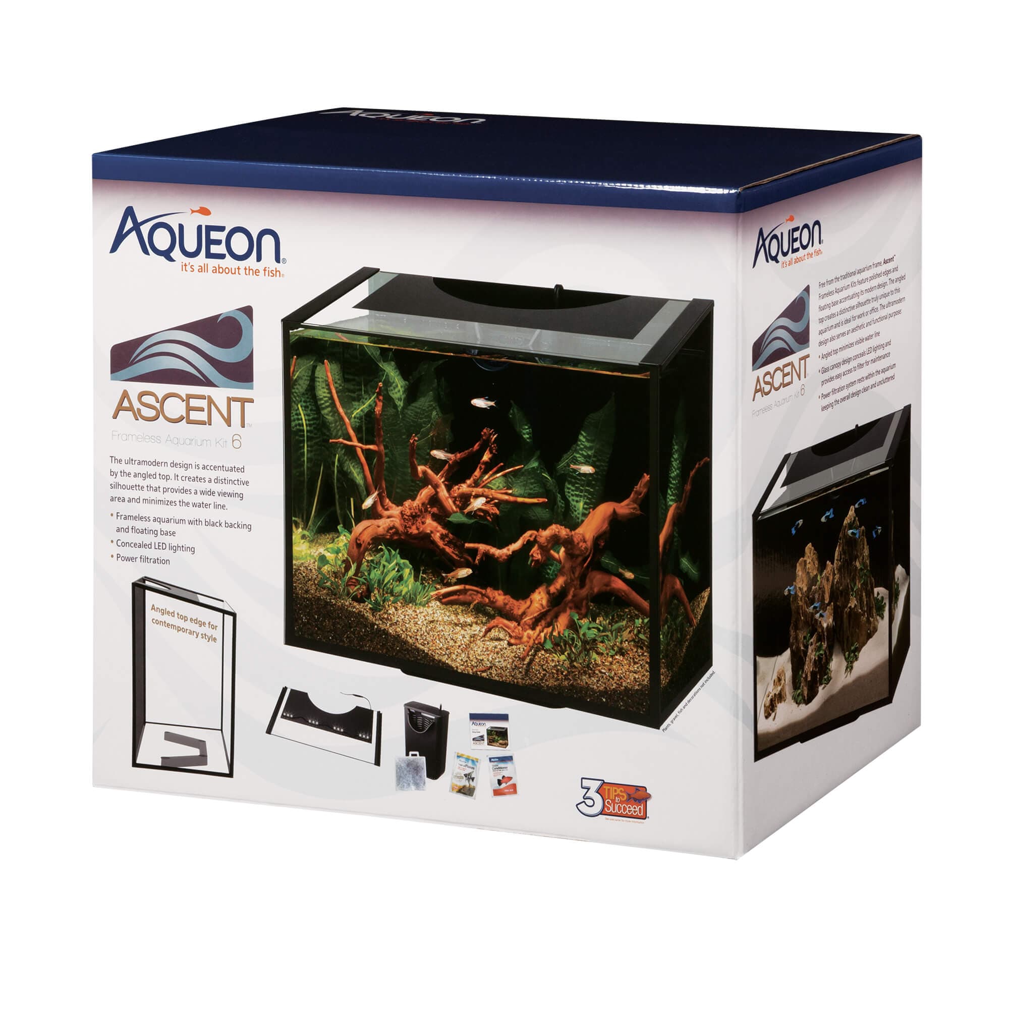 UPC 015905000123 product image for Aqueon Ascent Frameless LED Aquarium Kit, 6 Gallon | upcitemdb.com