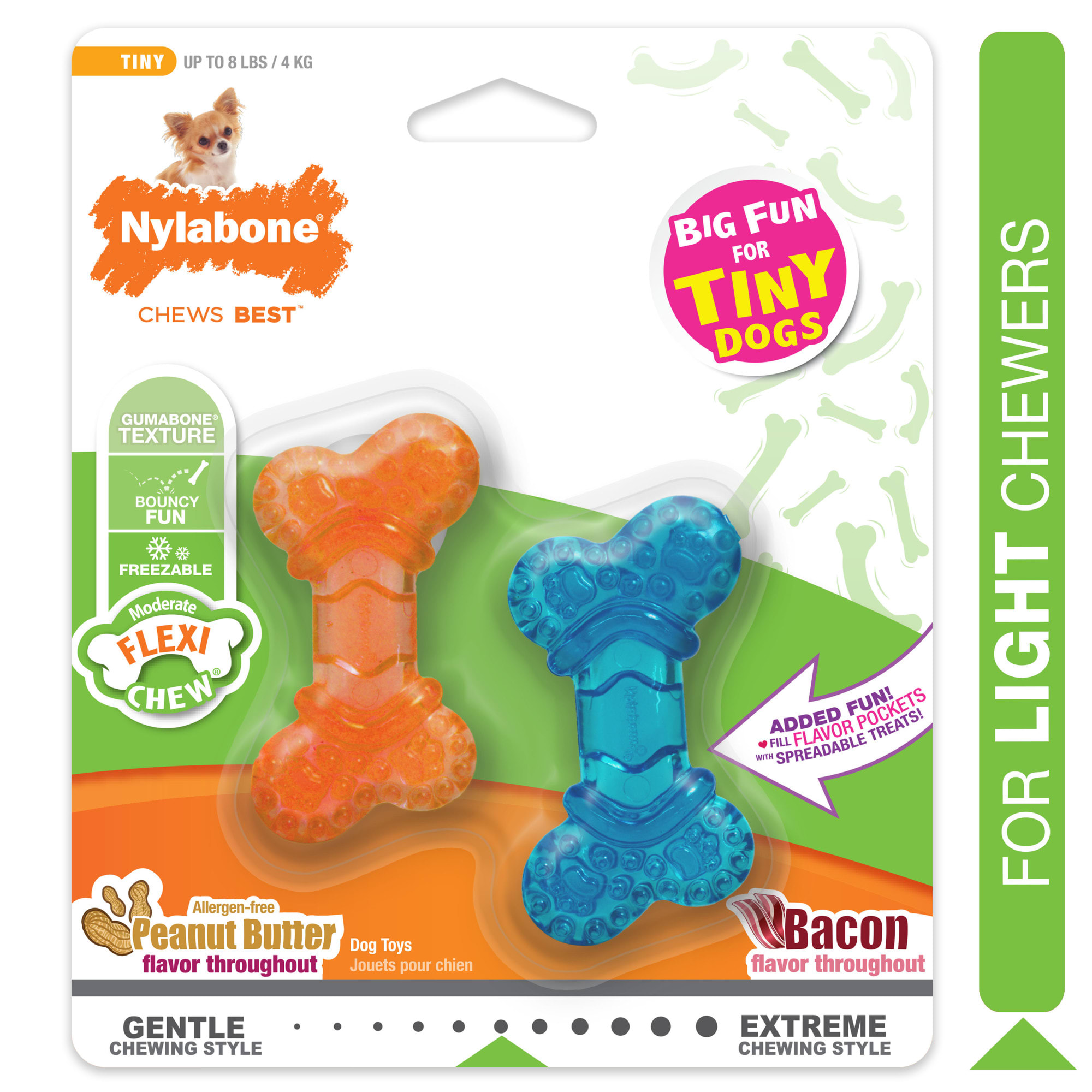 Nylabone Flexi Chew Fill & Treat Senior Dog Chew Toy, Bacon Flavor, Medium