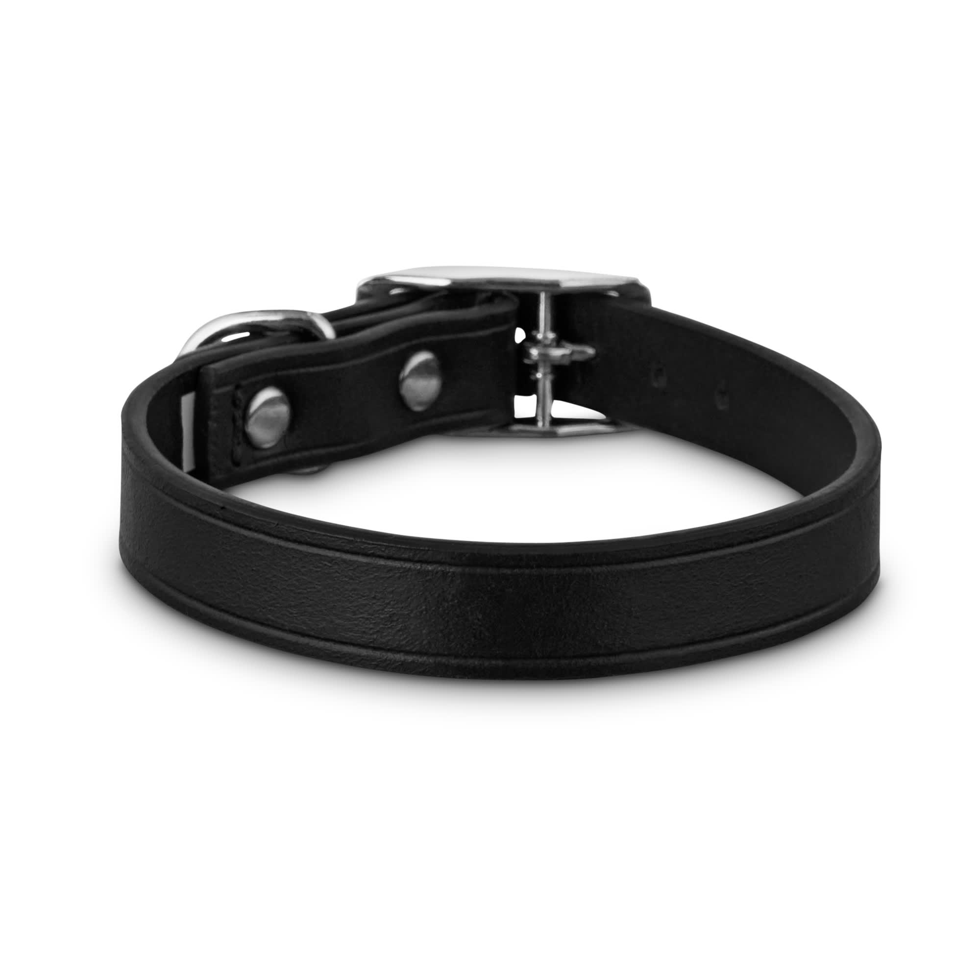 Black Brushed Leather Pet Collar