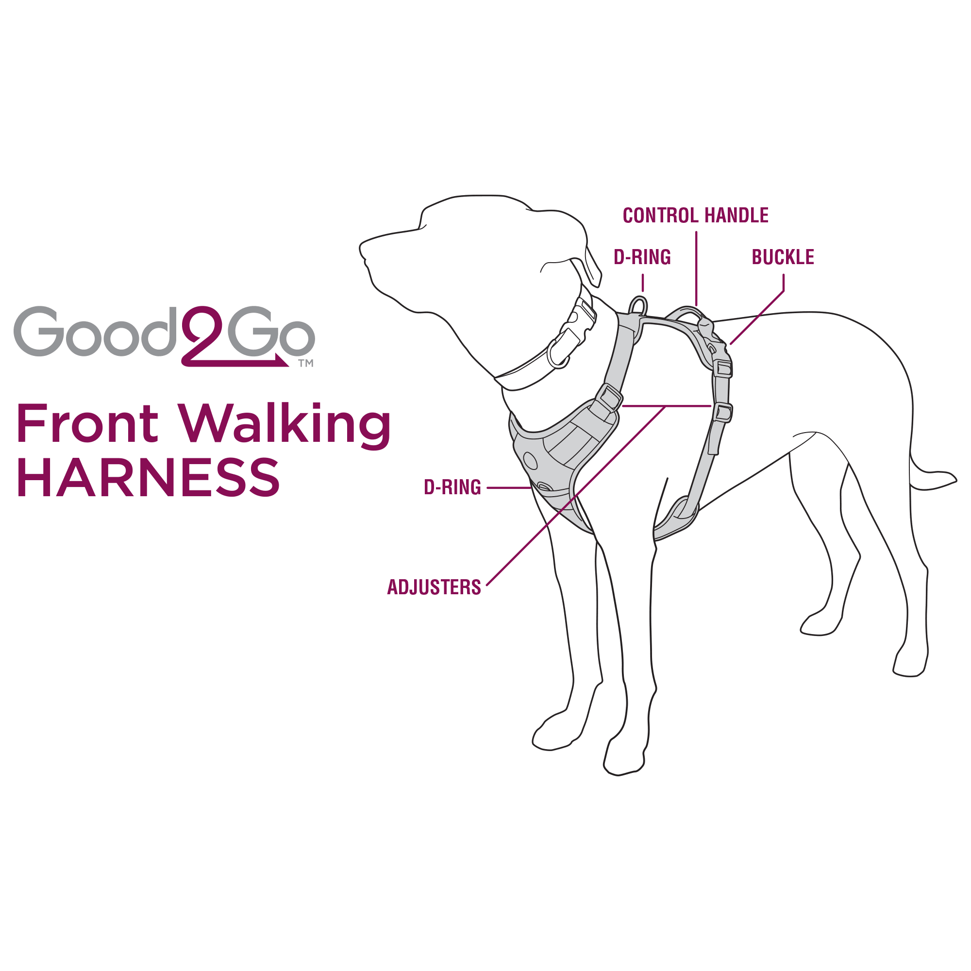 Good2go black front 2025 walking dog harness