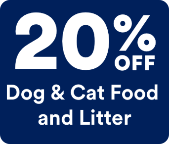 20% OFF Dog & Cat Food and Litter