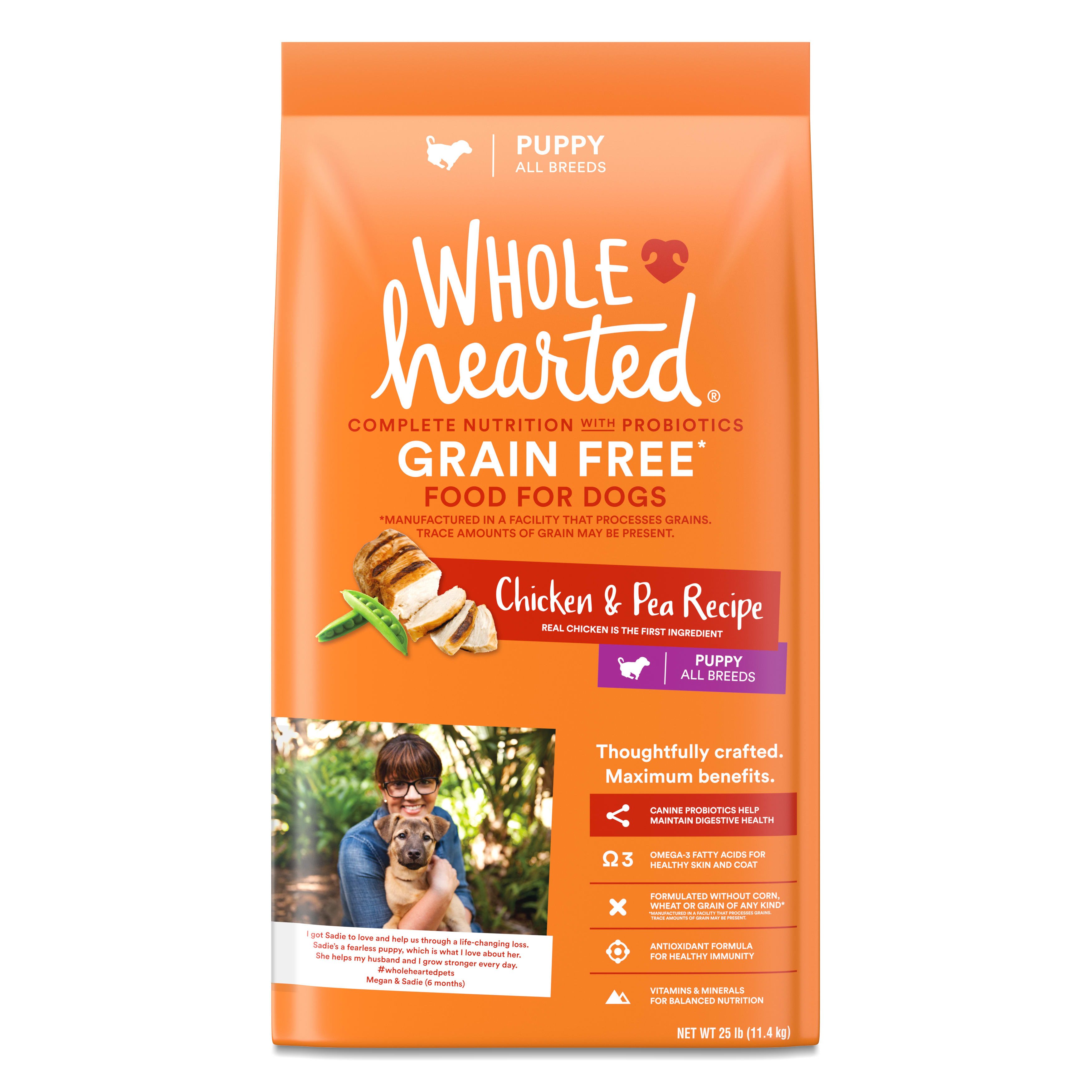 WholeHearted Grain Free Chicken and Pea Recipe Dry Puppy Food 25 lbs