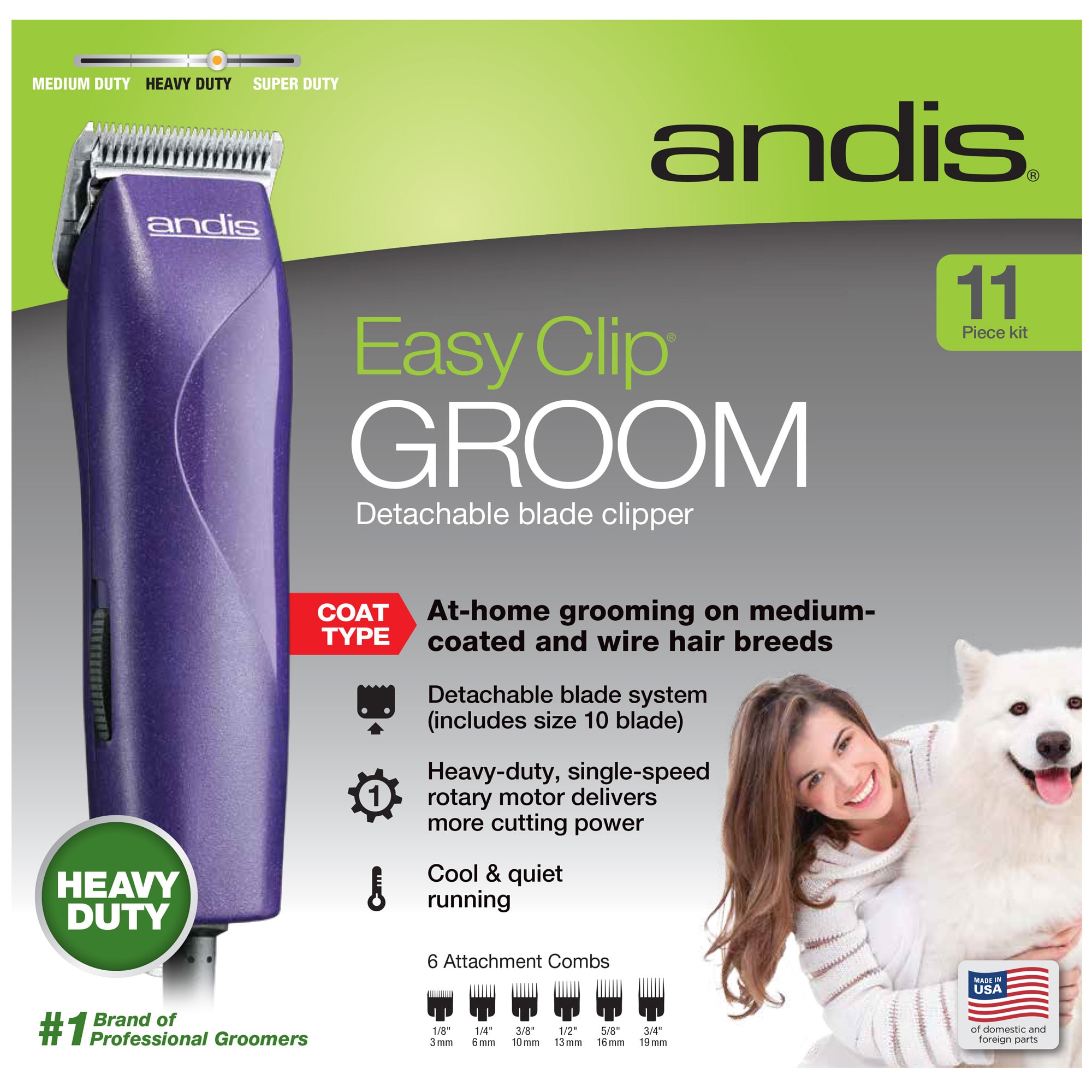 Andis Easy Clip Groom Purple Pet Clipper Grooming Kit