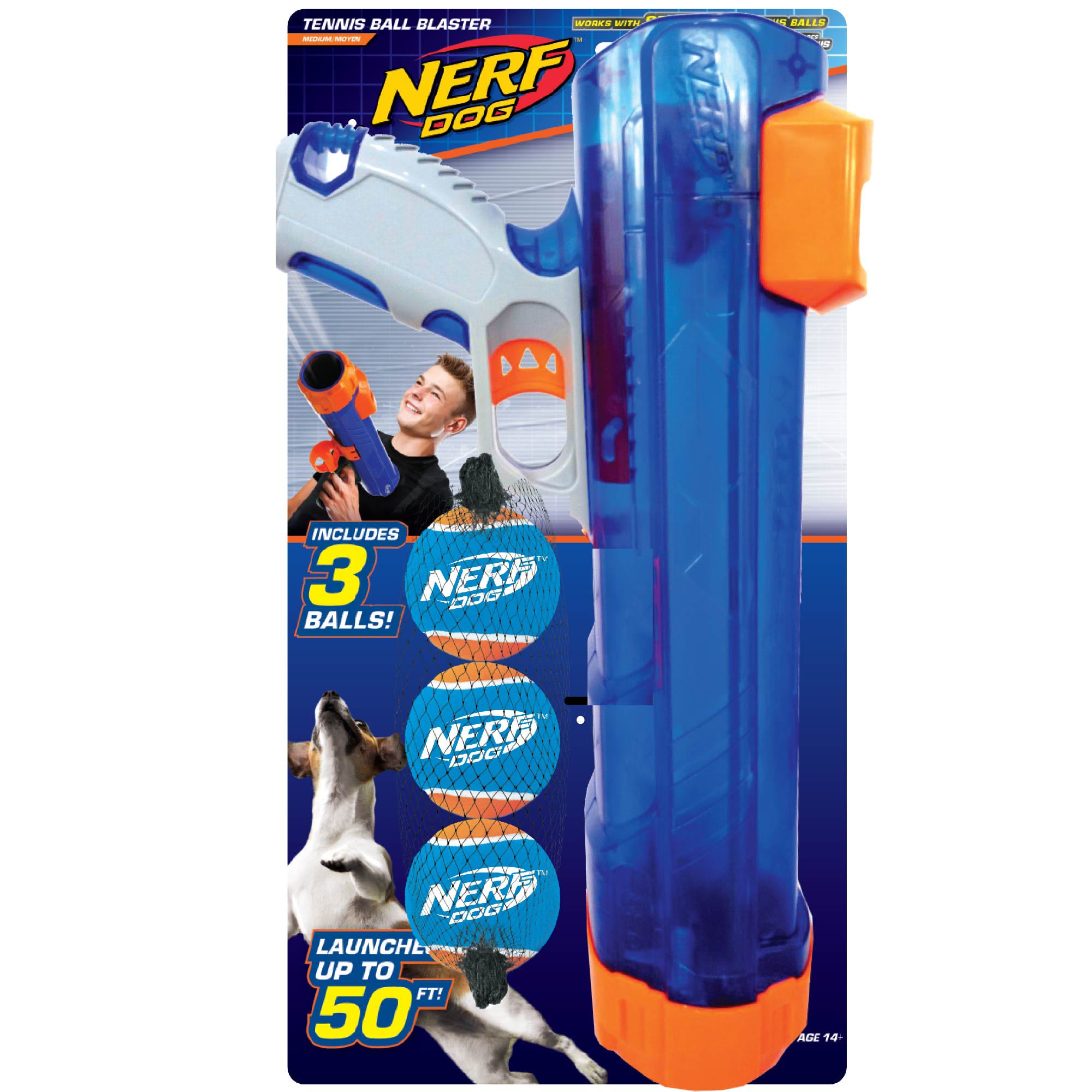 Nerf Dog 16” Tennis Ball Blaster Dog Toy with 3 Balls