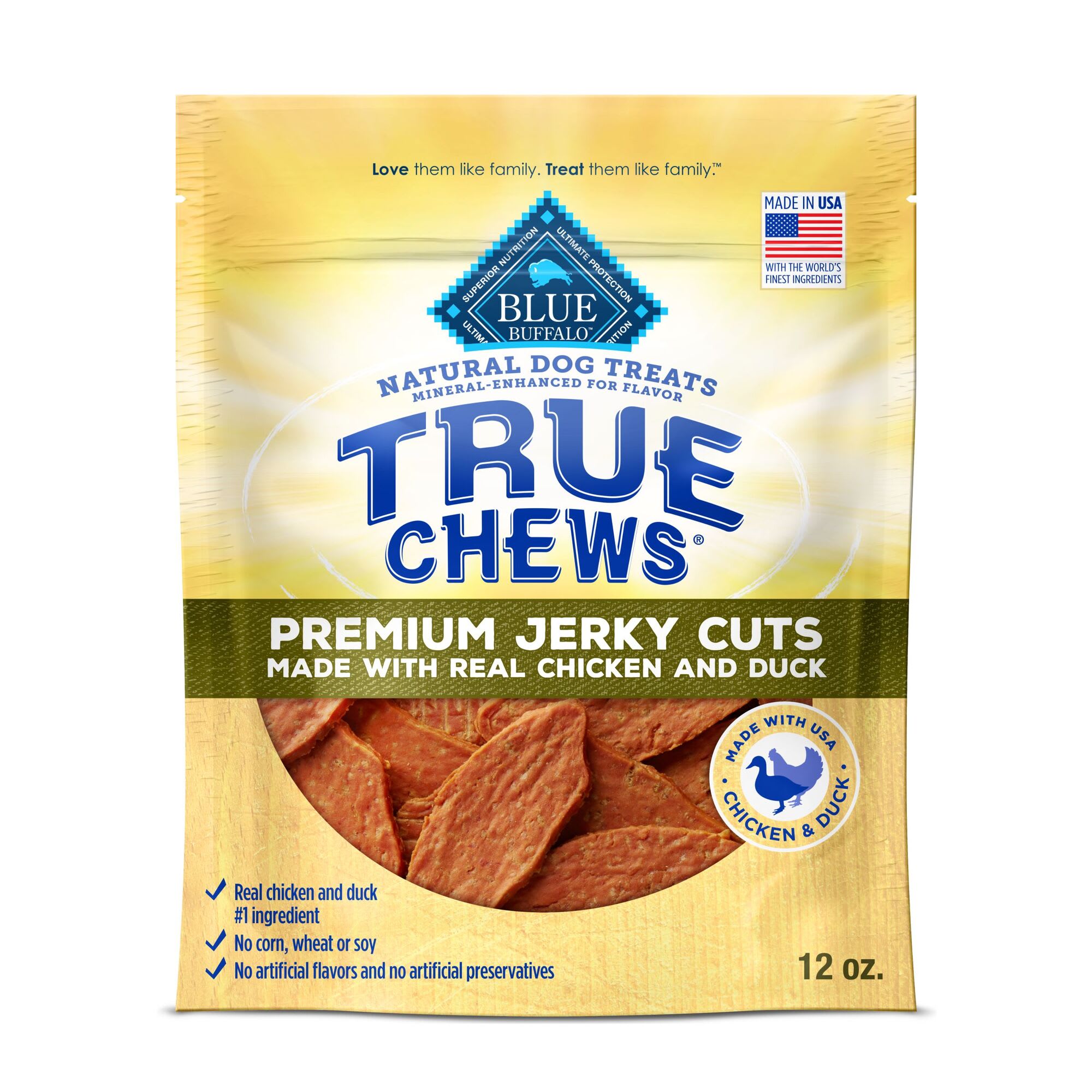 Blue Buffalo True Chews Natural Premium Duck Jerky Cuts Dog Treats