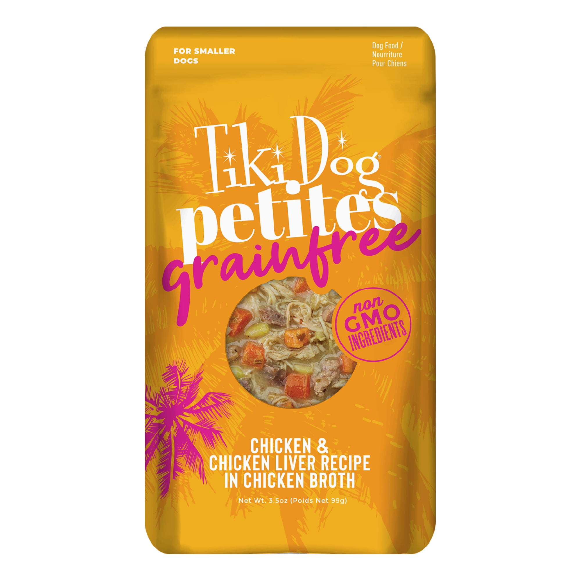 Tiki Dog Petites Grain Free Chicken Wet Dog Food Pouches 3.5 oz. Case of 12