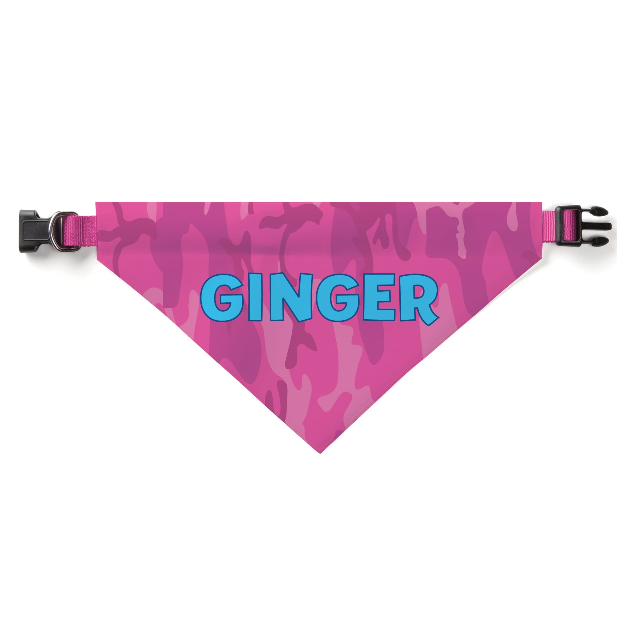 Personalized Pink Camo Dog Bandana & Name in Blue