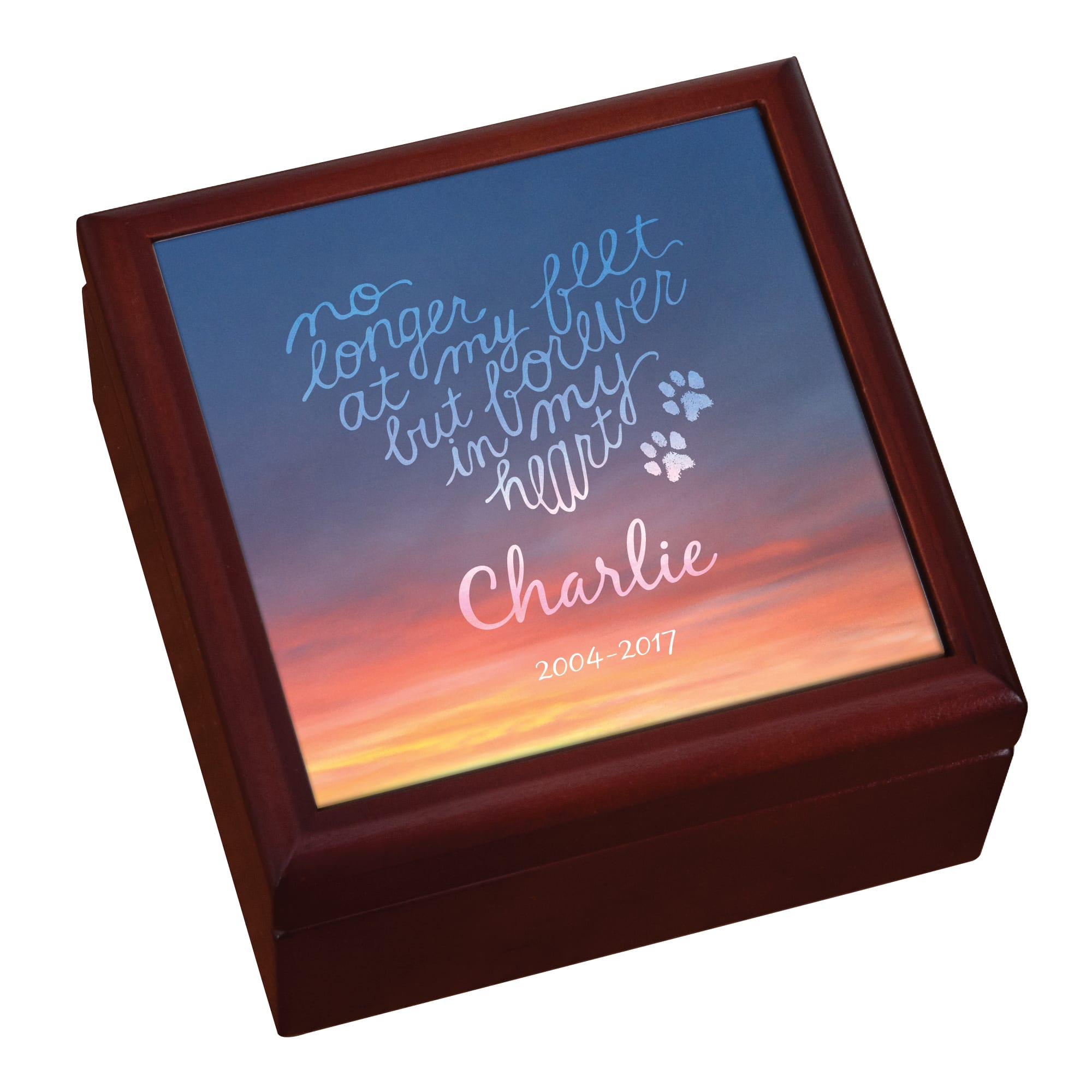 Custom Personalization Solutions Personalized Forever In My Heart Pet Keepsake Box, 3 IN, Brown