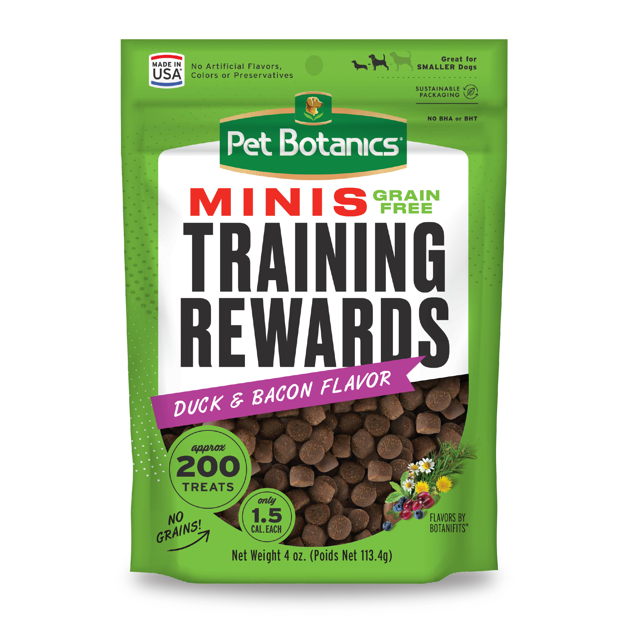 Pet Botanics Grain Free Mini Training Reward Duck Bacon Flavor